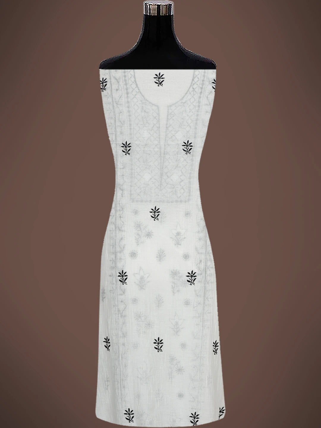 Ada Hand Embroidered White Chanderi Lucknowi Chikankari Unstitched Kurta Dupatta Set 01A750223