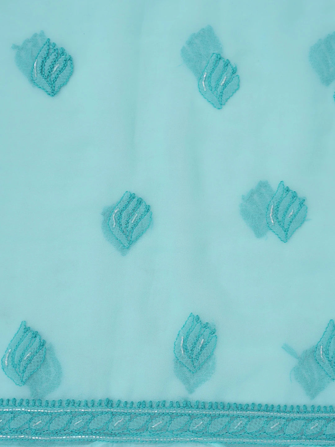 Ada Hand Embroidered Blue Georgette Lucknowi Chikankari Unstitched Suit Piece With Cutdana Work 01A713312