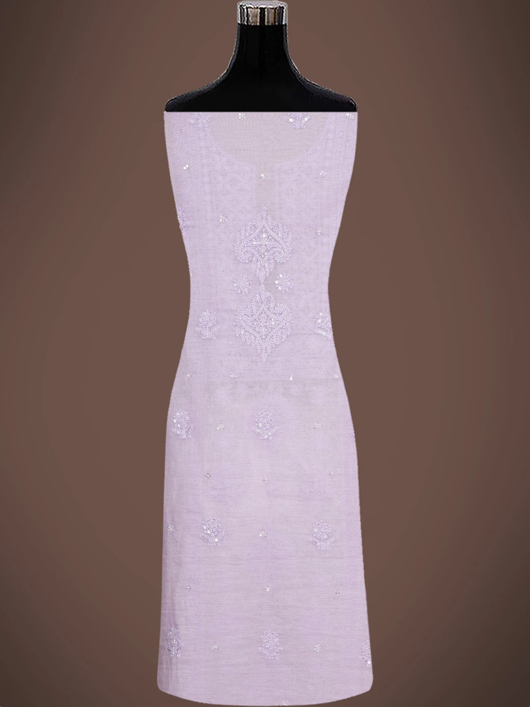 Ada Hand Embroidered Lavender Chanderi Lucknowi Chikankari Unstitched Kurta Dupatta Set With Cutdana Work 01A699626
