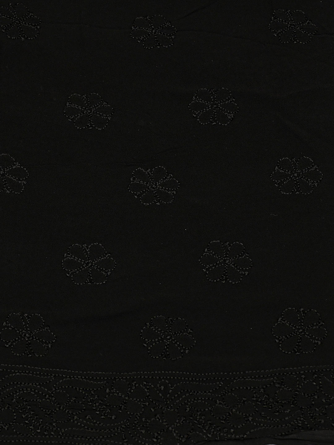 Ada Hand Embroidered Black Viscose Georgette Lucknowi Chikankari Unstitched Kurta Dupatta Set 01A684895