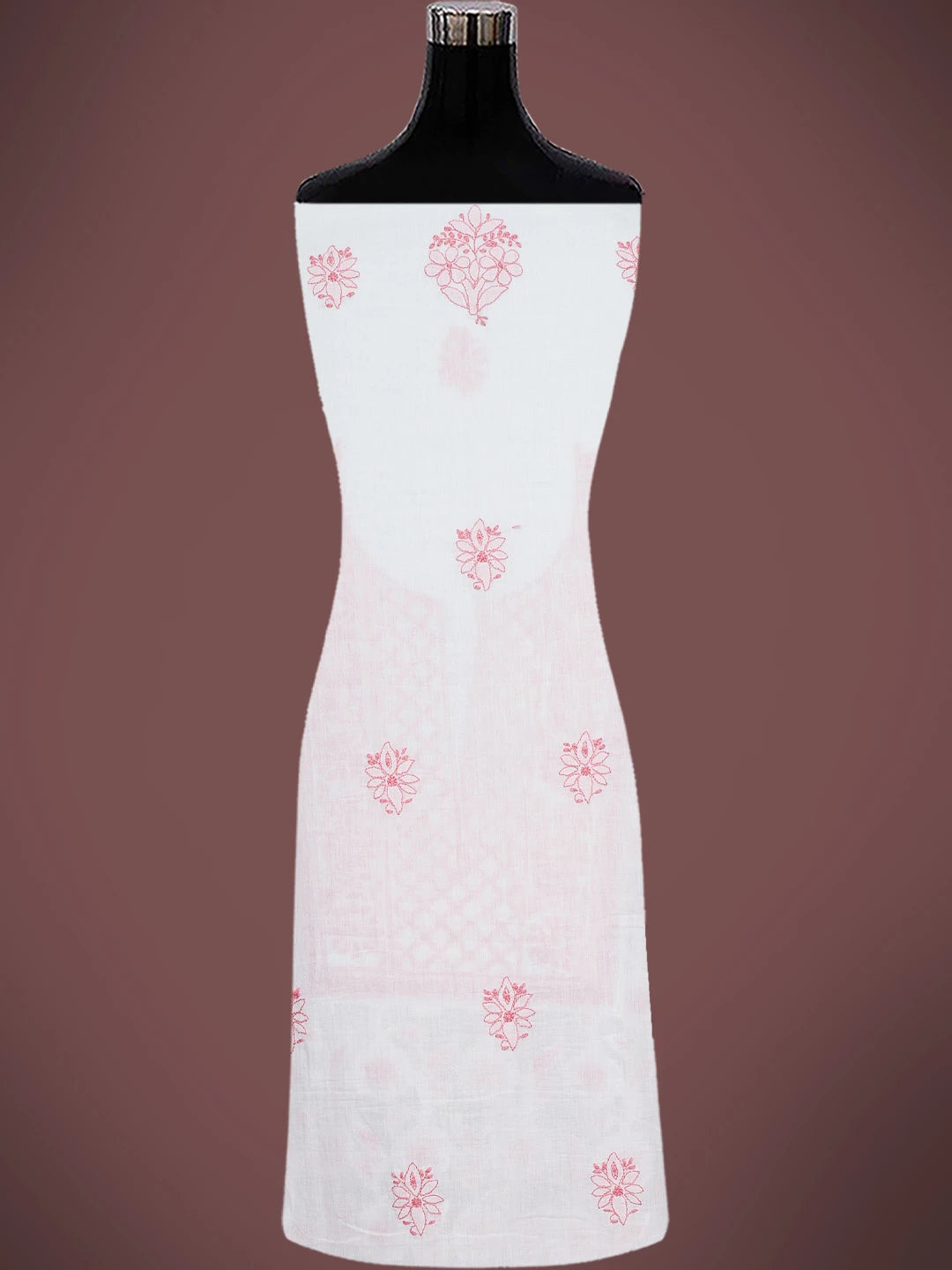 Ada Hand Embroidered White Cotton Lucknowi Chikankari Unstitched Kurta Dupatta Set 01A743490