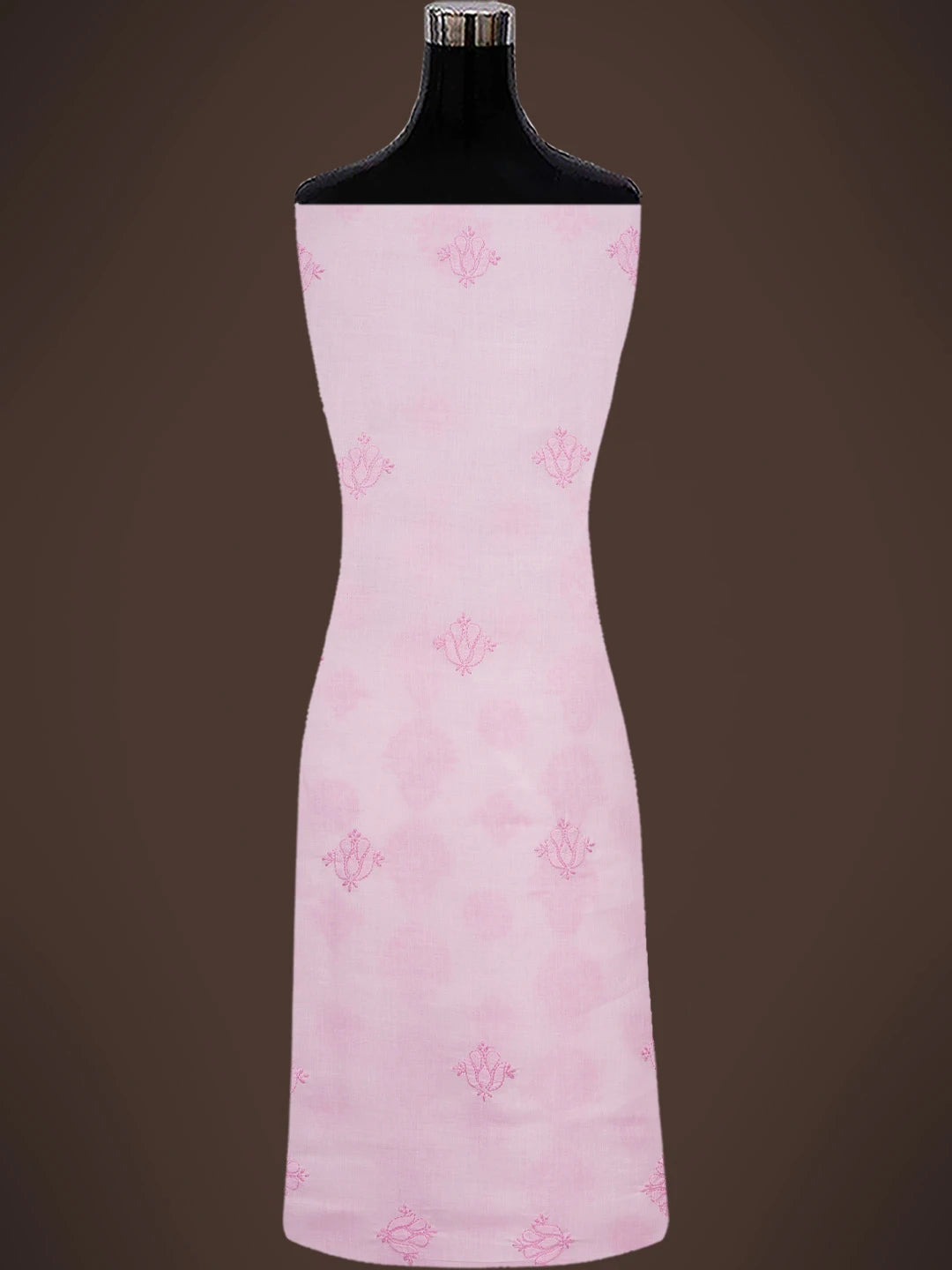 Ada Hand Embroidered Salmon Pink Cotton Lucknowi Chikankari Unstitched Suit Piece 01A742611