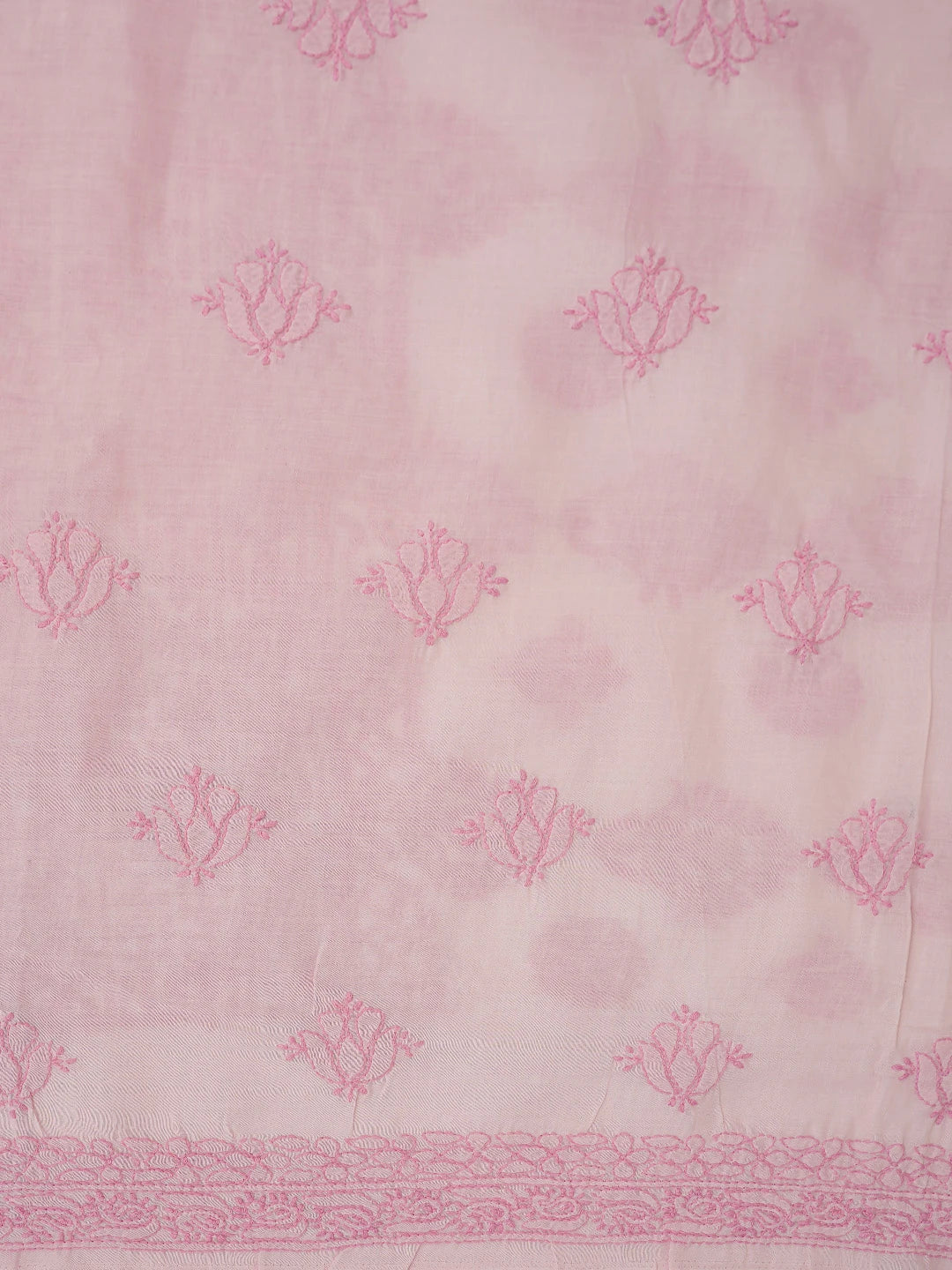 Ada Hand Embroidered Salmon Pink Cotton Lucknowi Chikankari Unstitched Suit Piece 01A742611