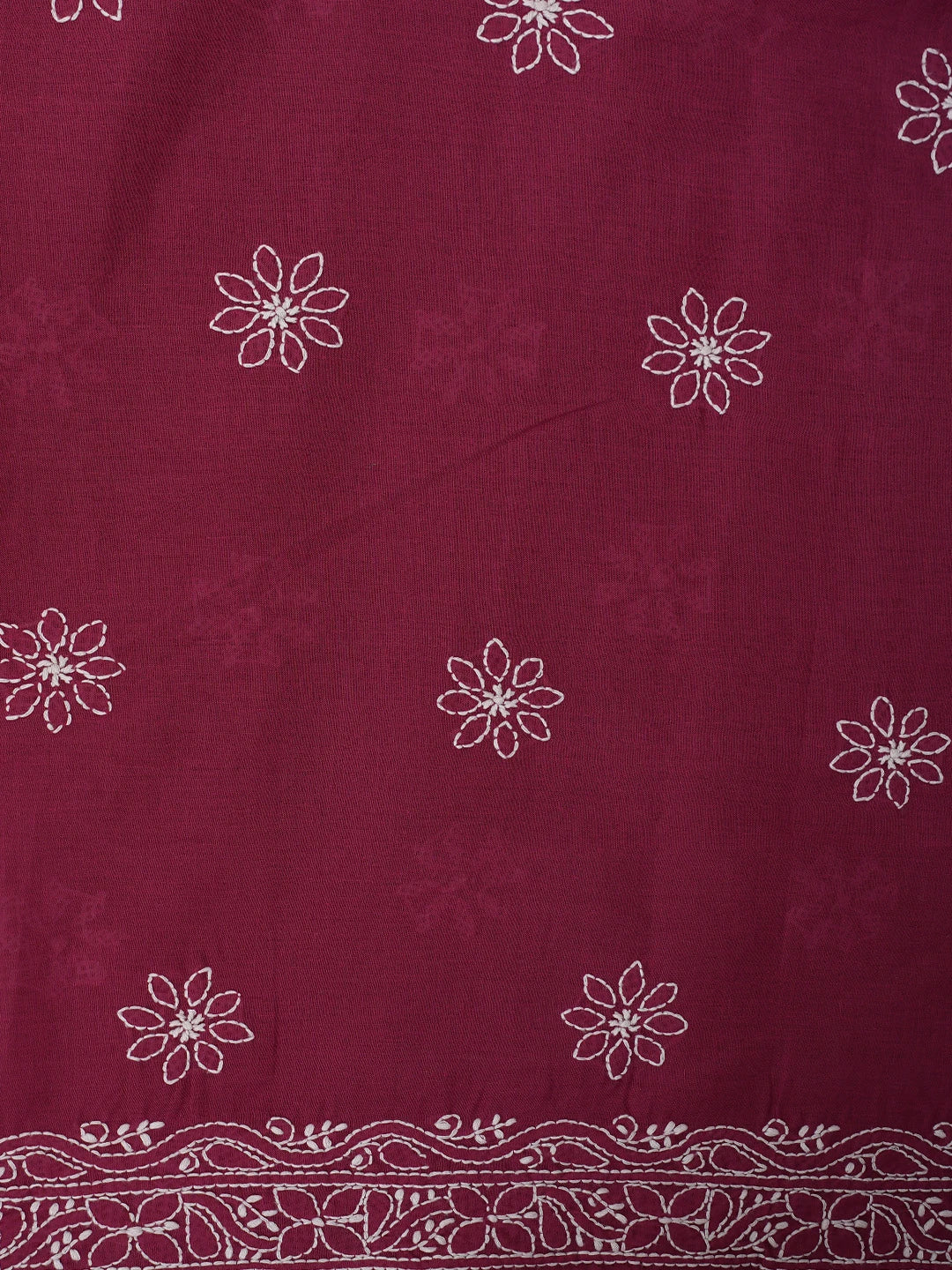 Ada Hand Embroidered Aesthetic Maroon Cotton Lucknowi Chikankari Unstitched Suit Piece 01A731814