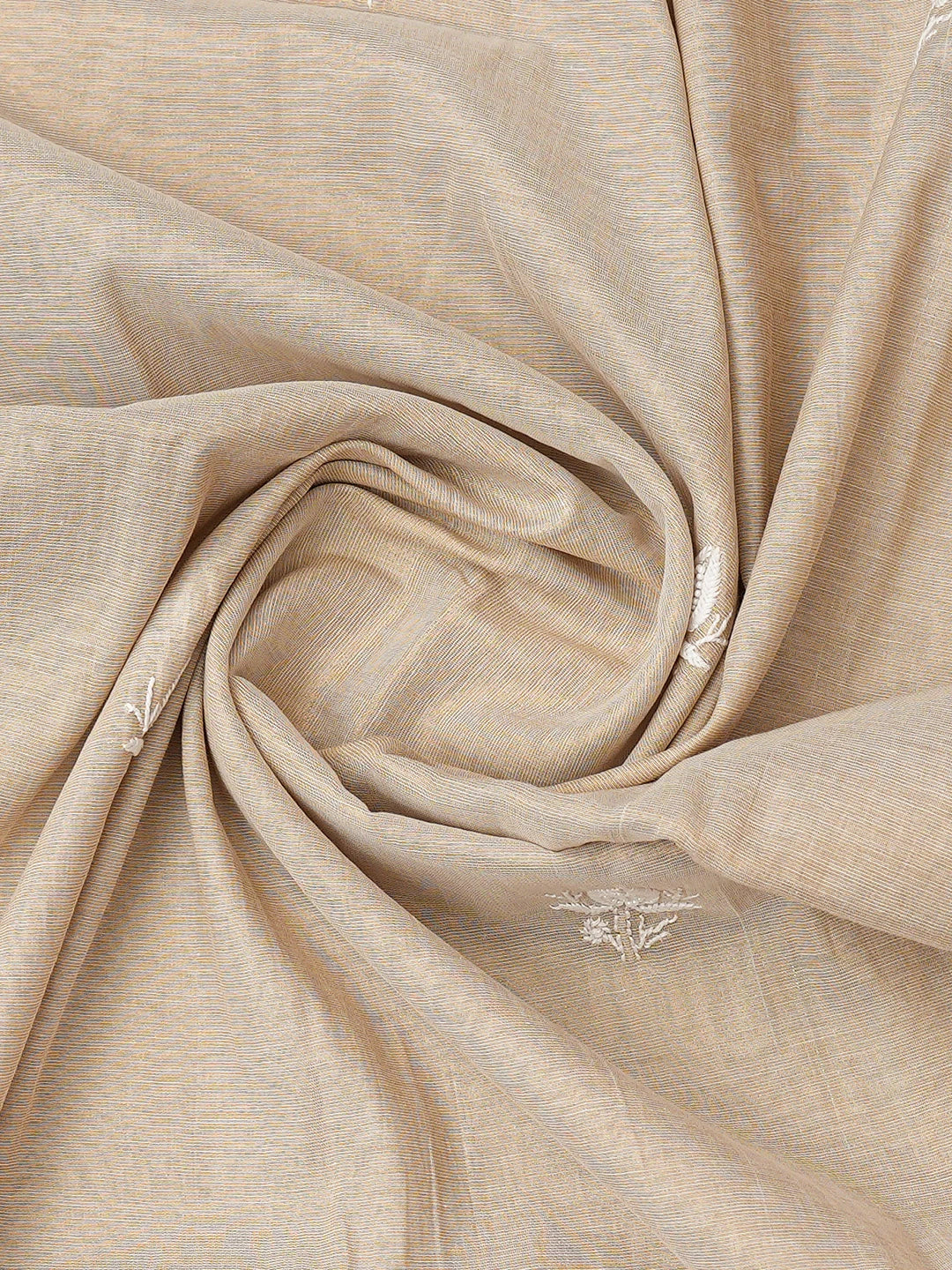 Ada Hand Embroidered Fawn Tissue Lucknowi Chikankari Unstitched Kurta Dupatta Set With Pearl Work 01A736989
