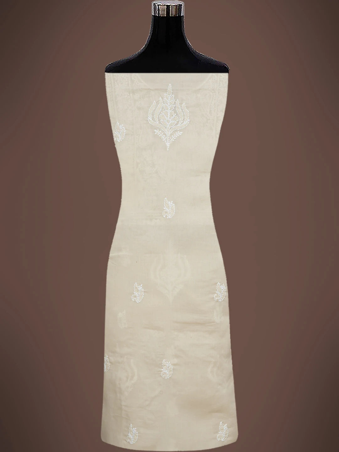 Ada Hand Embroidered Fawn Cotton Lucknowi Chikankari Unstitched Kurta Piece 01A751796