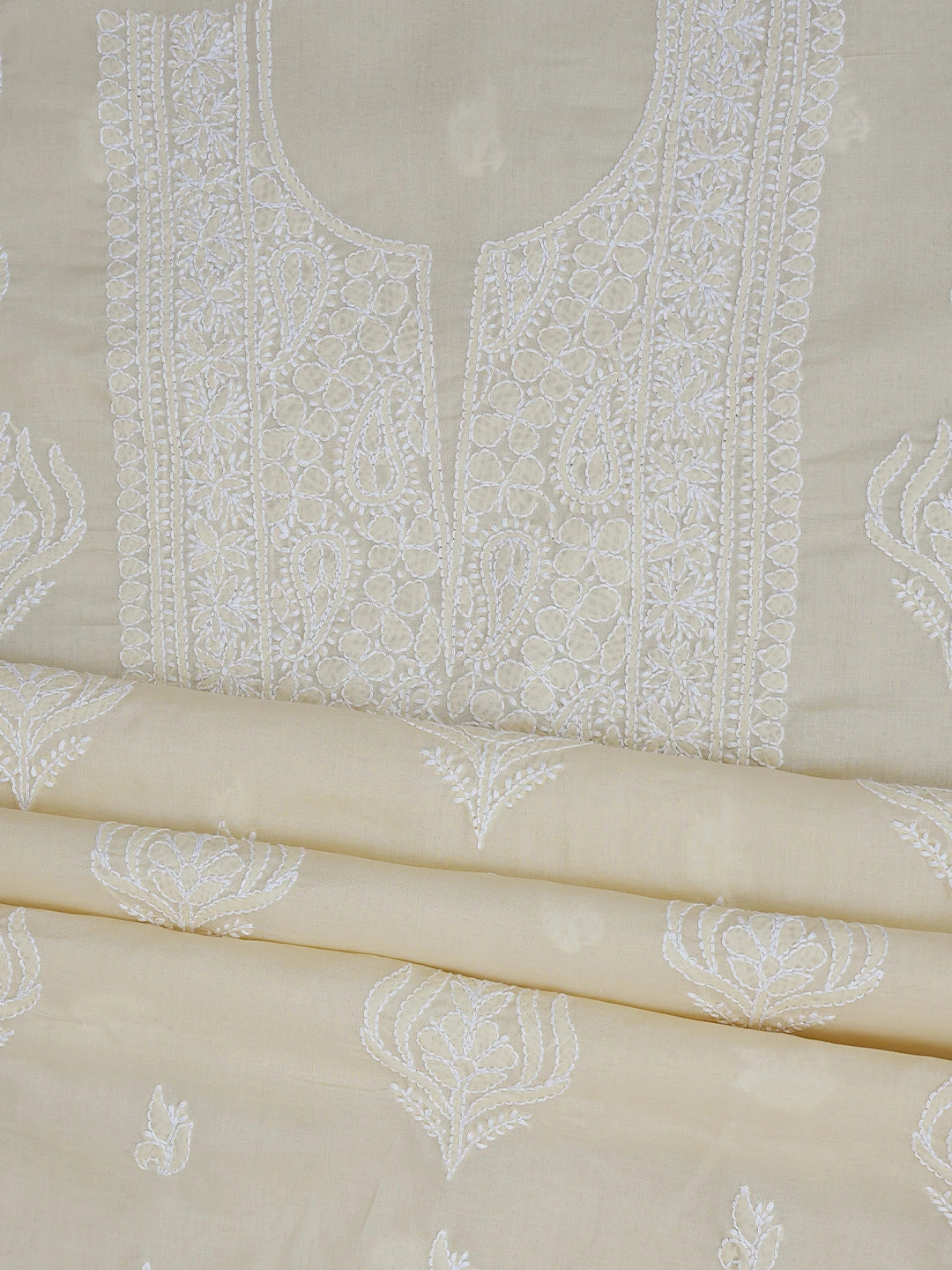 Ada Hand Embroidered Fawn Cotton Lucknowi Chikankari Unstitched Kurta Piece 01A751796