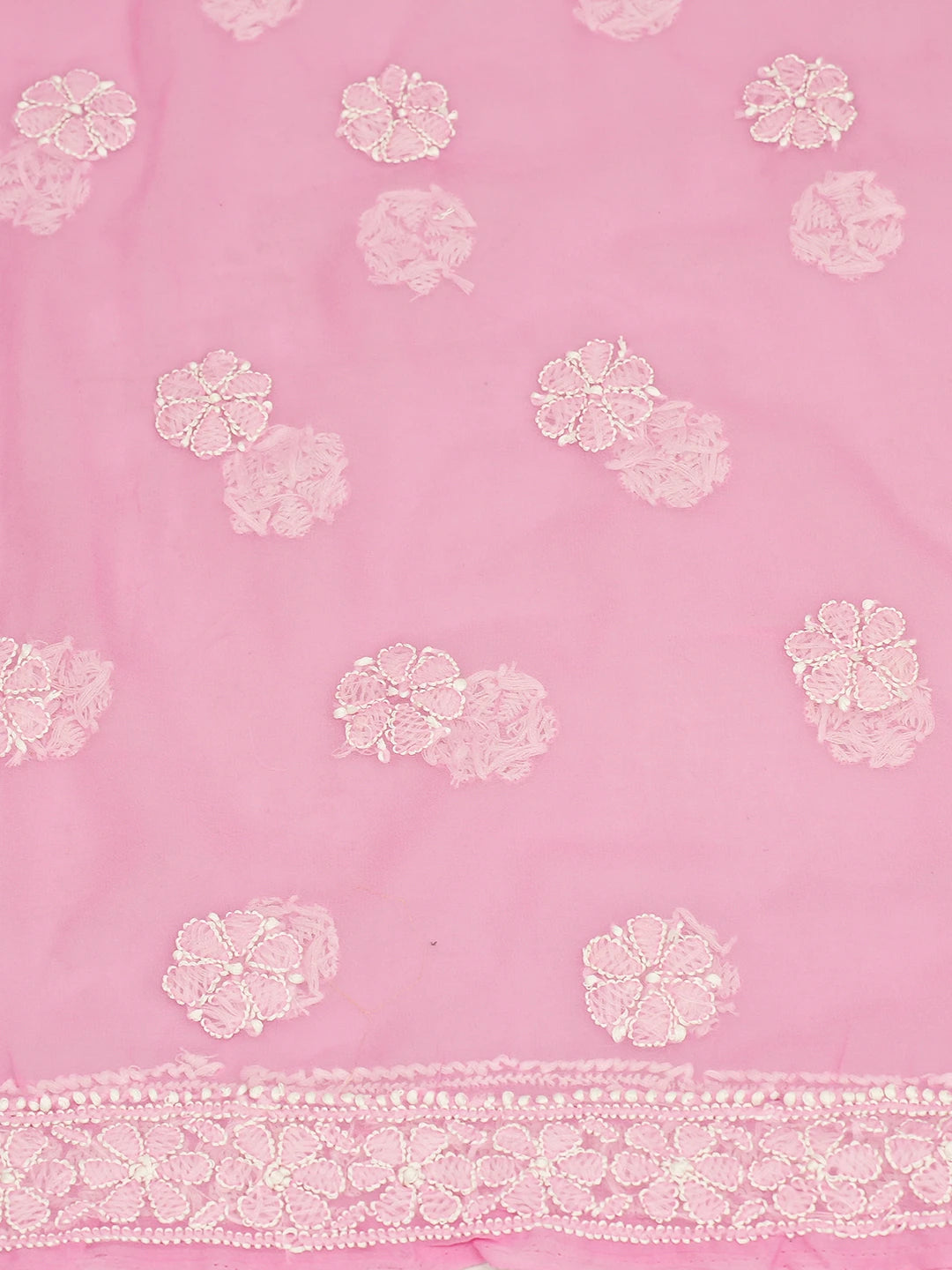 Ada Hand Embroidered Pink Georgette Lucknowi Chikankari Unstitched Kurta Piece 01A750002