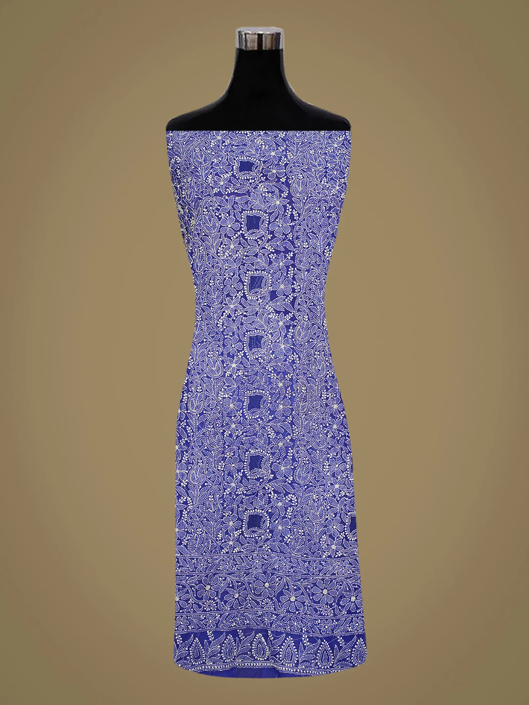 Ada Hand Embroidered Blue Georgette Lucknowi Chikankari Unstitched Kurta Piece 01A736935