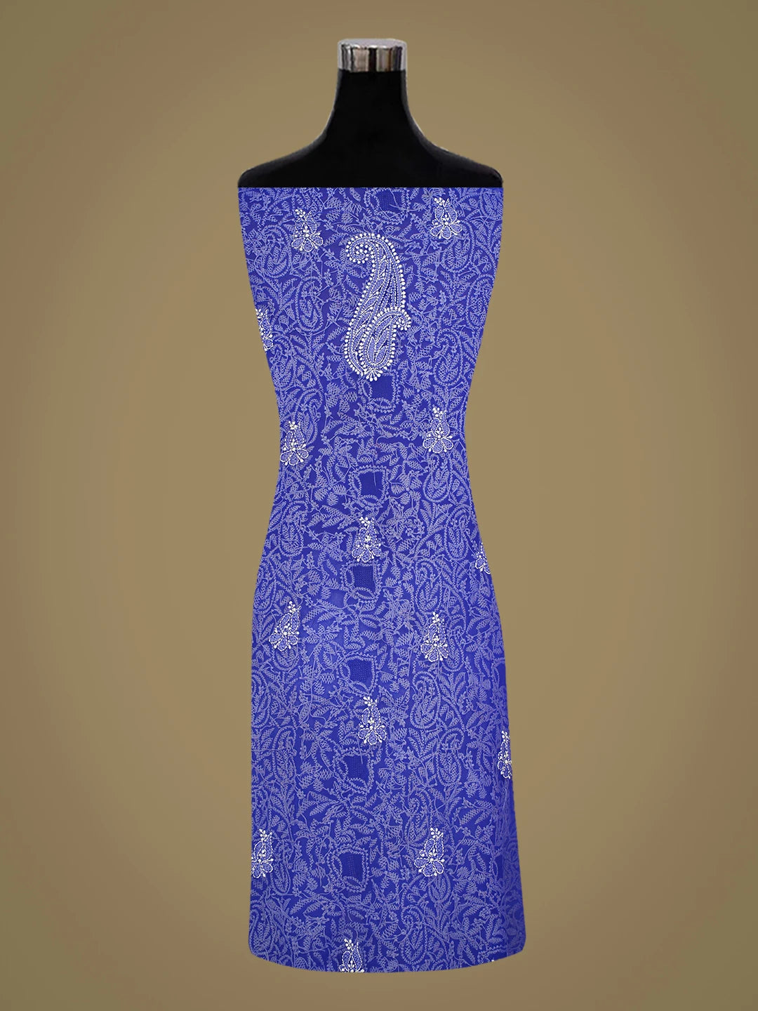 Ada Hand Embroidered Blue Georgette Lucknowi Chikankari Unstitched Kurta Piece 01A736935
