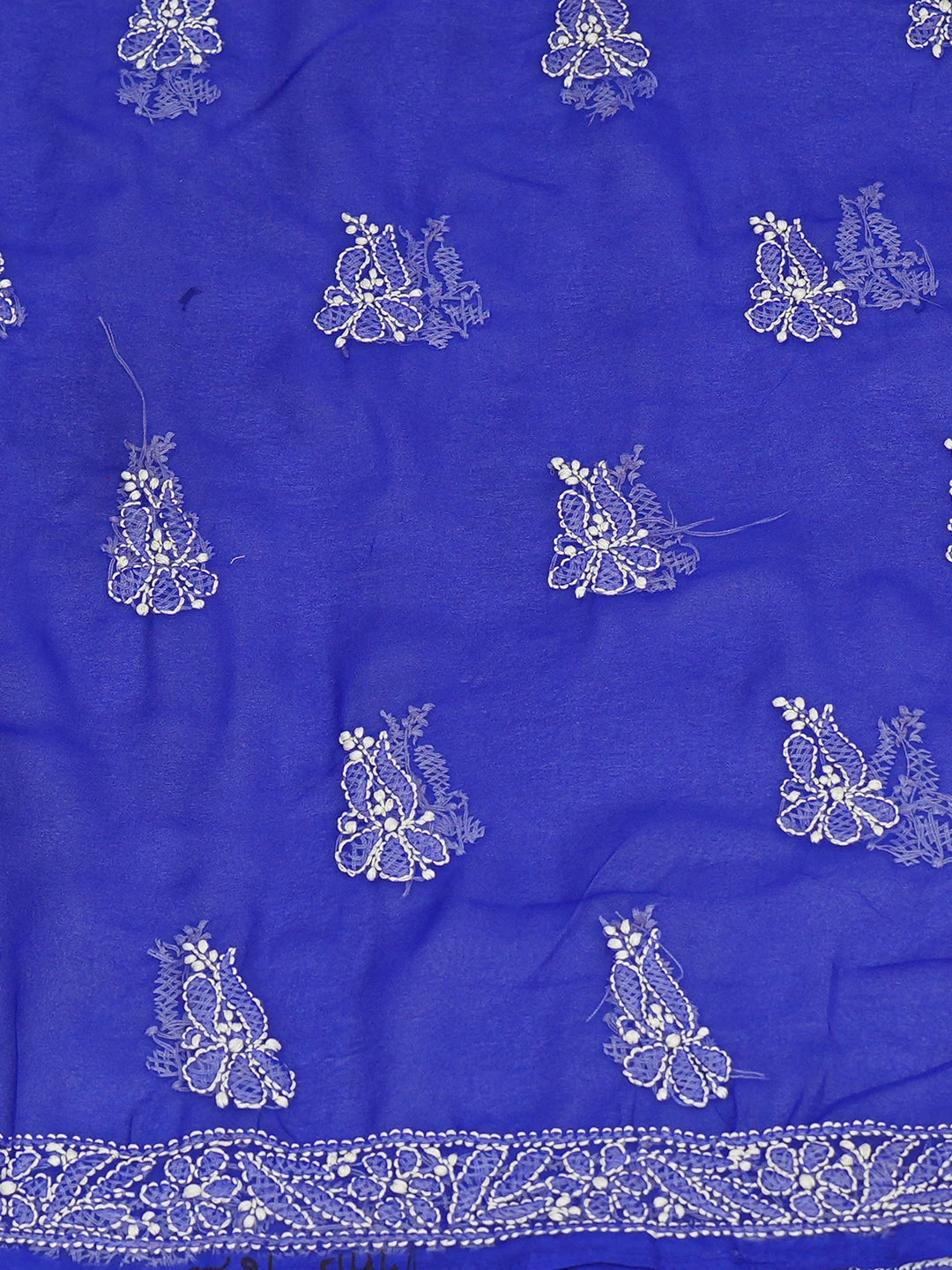 Ada Hand Embroidered Blue Georgette Lucknowi Chikankari Unstitched Kurta Piece 01A736935