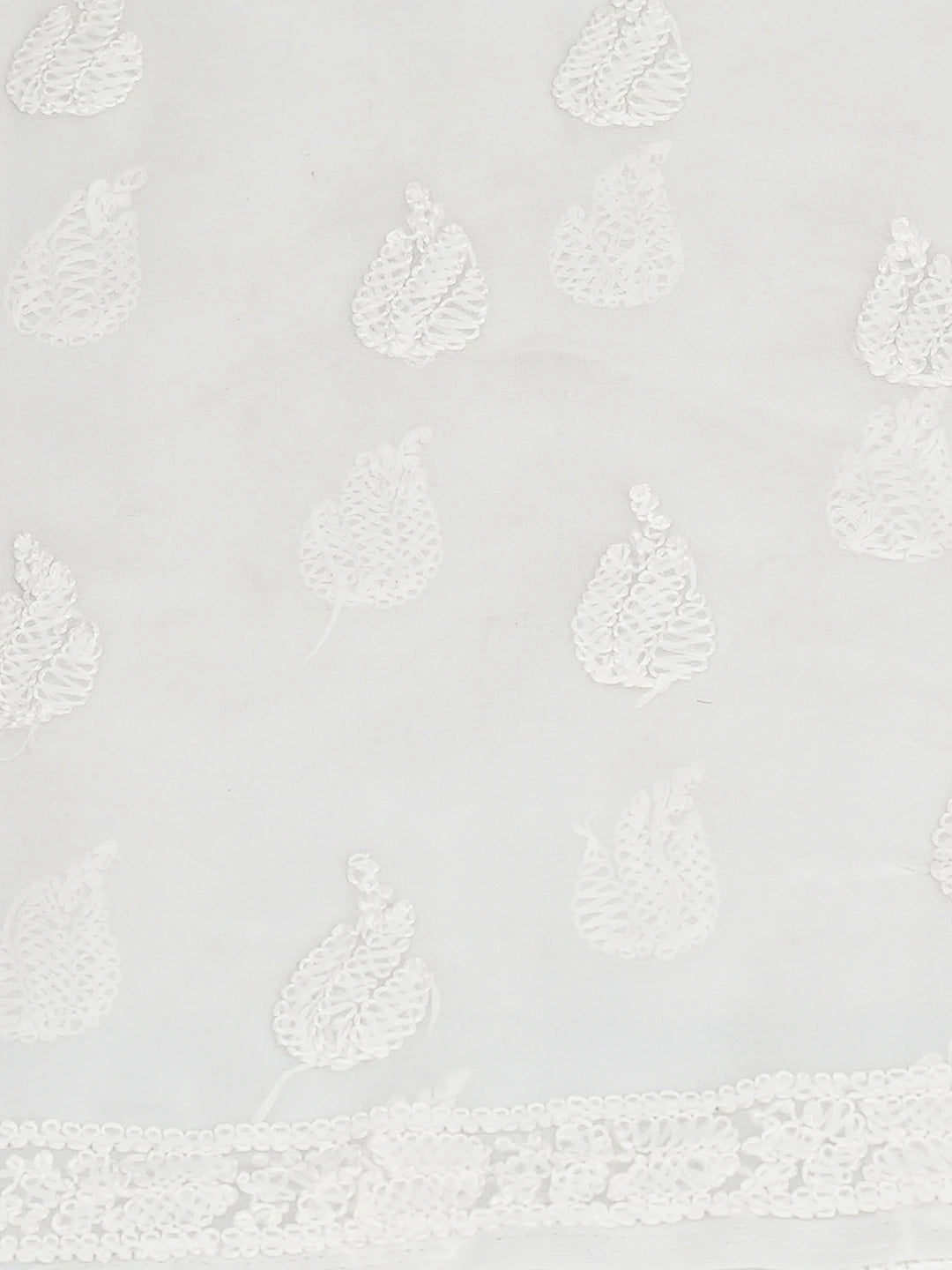 Ada Hand Embroidered White Georgette Lucknowi Chikankari Unstitched Kurta Piece 01A678702