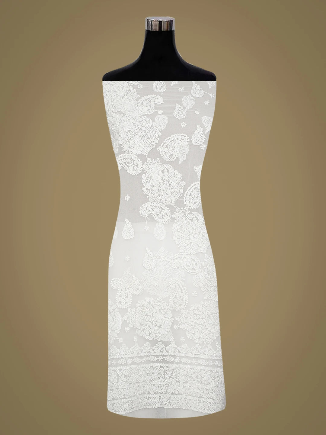 Ada Hand Embroidered White Georgette Lucknowi Chikankari Unstitched Kurta Piece 01A678702