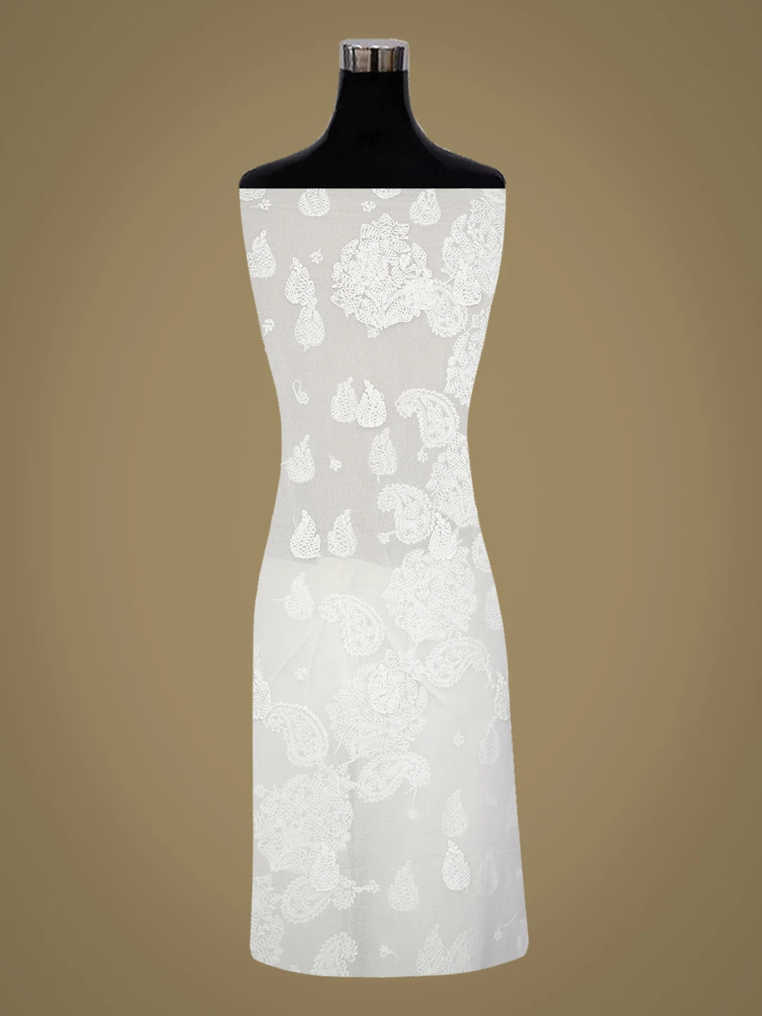 Ada Hand Embroidered White Georgette Lucknowi Chikankari Unstitched Kurta Piece 01A678702