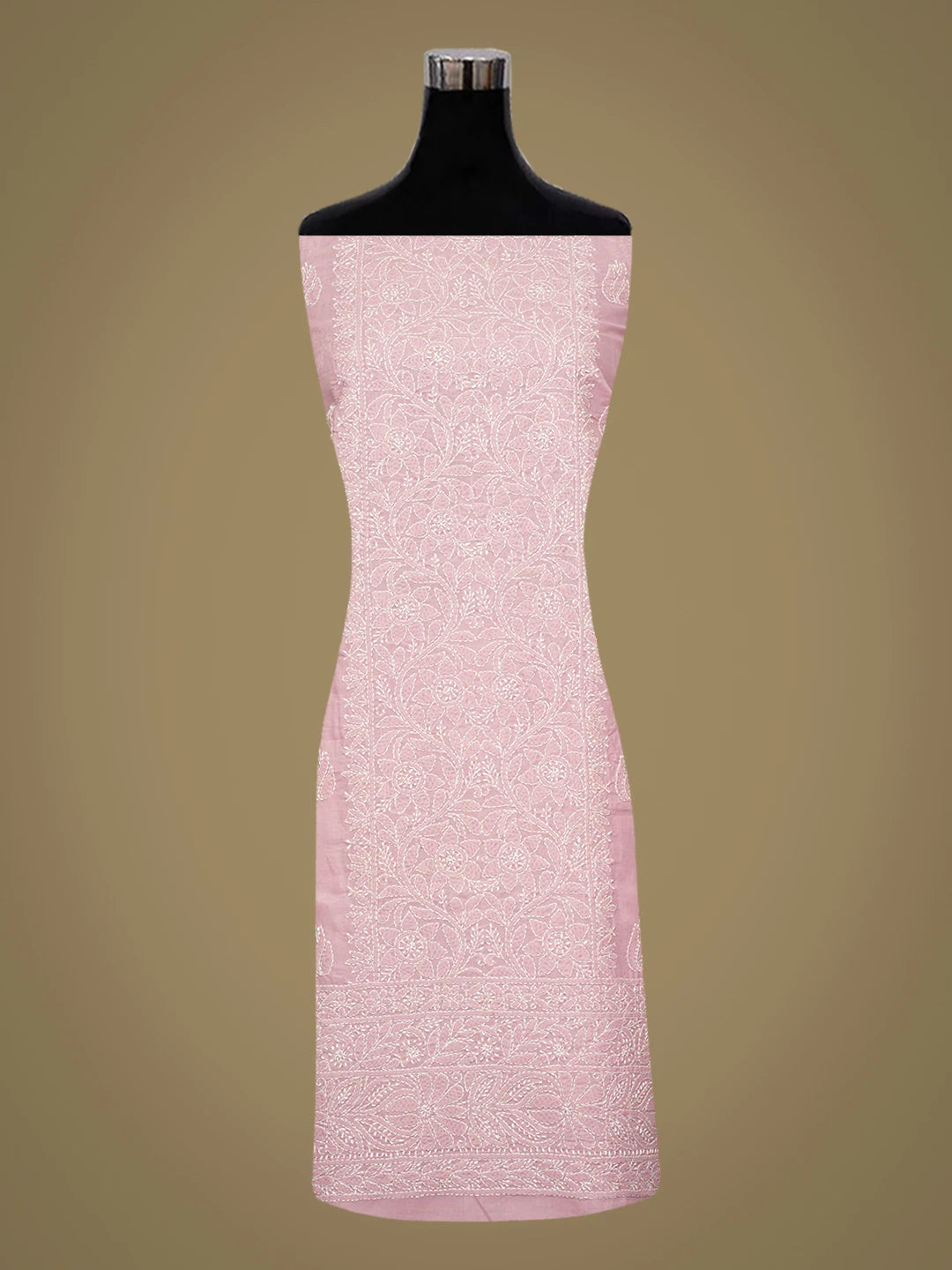 Ada Hand Embroidered Lavender Pink Cotton Lucknowi Chikankari Unstitched Kurta Piece 01A759442