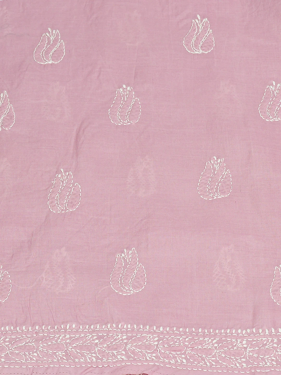Ada Hand Embroidered Lavender Pink Cotton Lucknowi Chikankari Unstitched Kurta Piece 01A759442