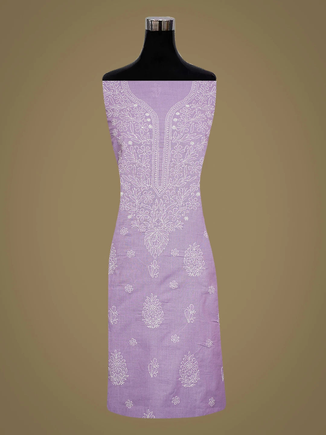 Ada Hand Embroidered Mauve Cotton Lucknowi Chikankari Unstitched Kurta Piece 01A704014