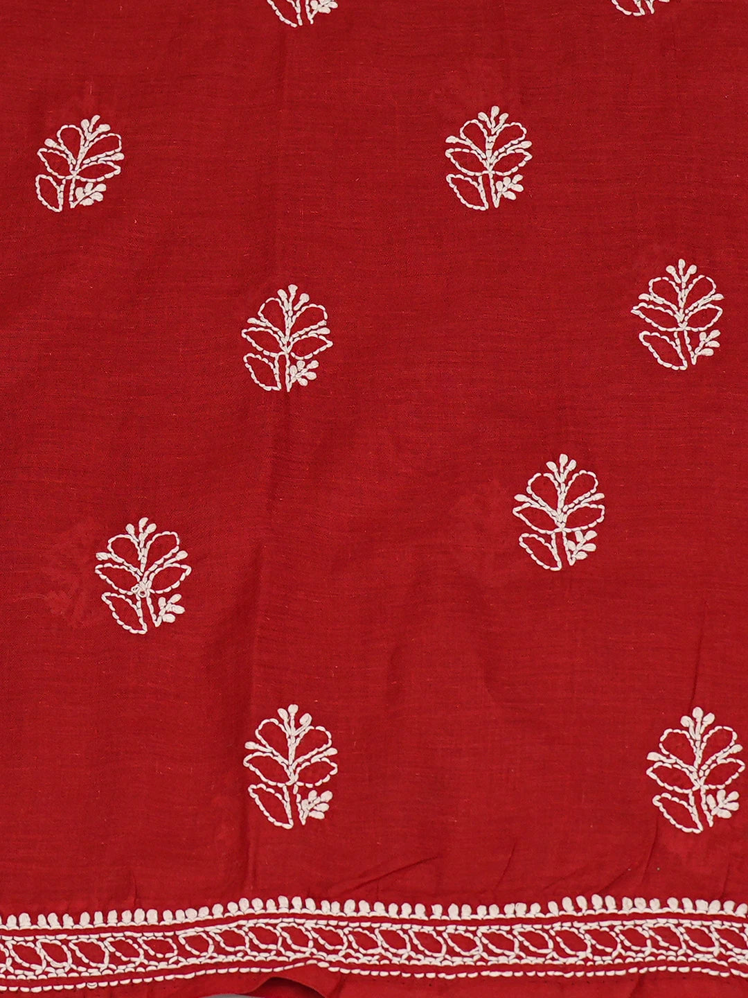 Ada Hand Embroidered Maroon Cotton Lucknowi Chikankari Unstitched Kurta Piece 01A759458