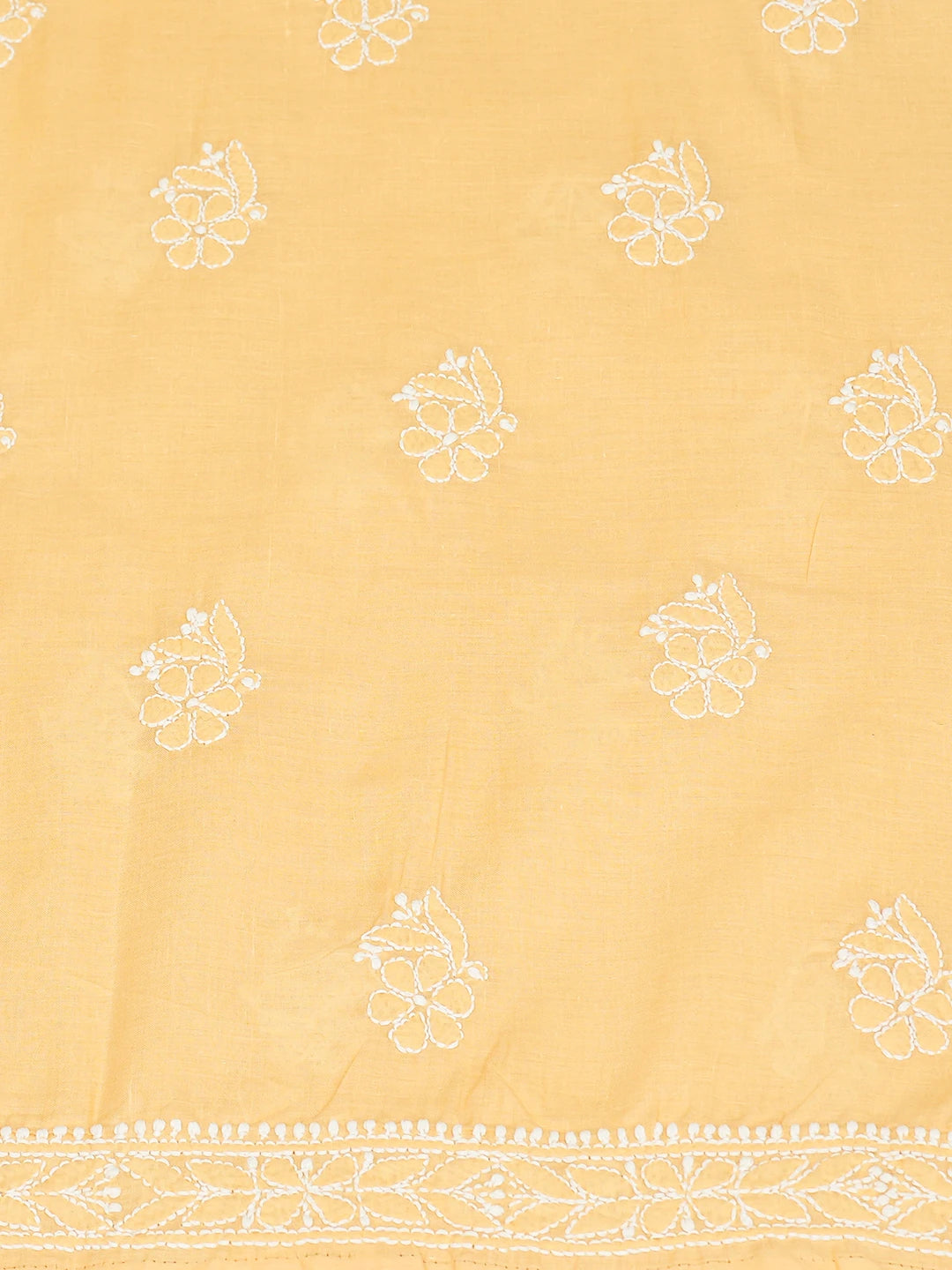 Ada Hand Embroidered Biscuit Yellow Cotton Lucknowi Chikankari Unstitched Kurta Piece 01A759461