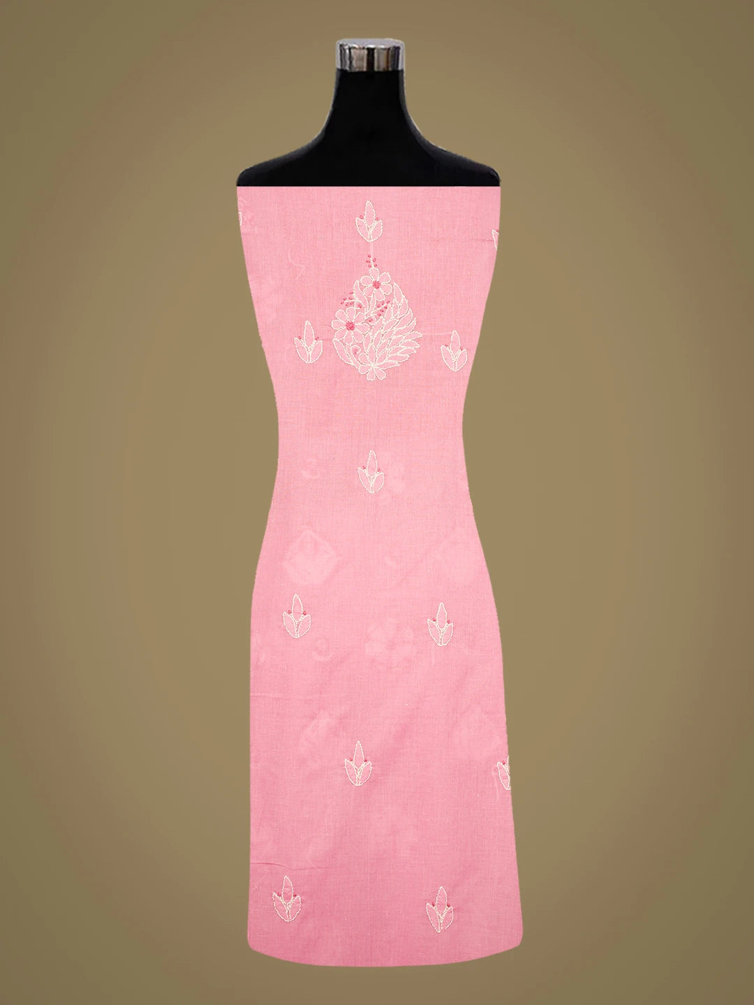 Ada Hand Embroidered Pink Cotton Lucknowi Chikankari Unstitched Kurta Piece 01A735413