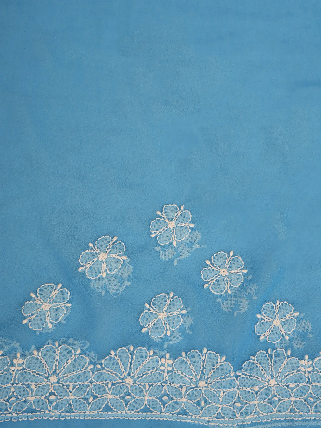 Ada Hand Embroidered Blue Georgette Lucknowi Chikankari Saree and Blouse 01A731617