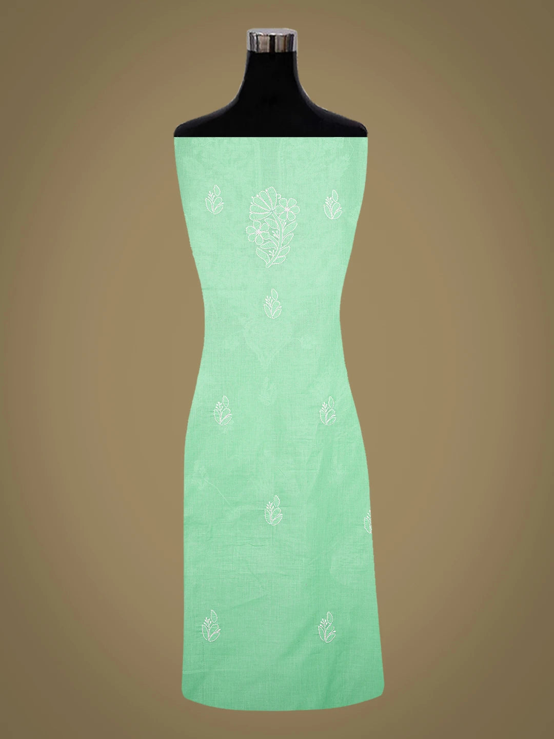 Ada Hand Embroidered Sea Green Cotton Lucknowi Chikankari Unstitched Kurta Piece 01A704028