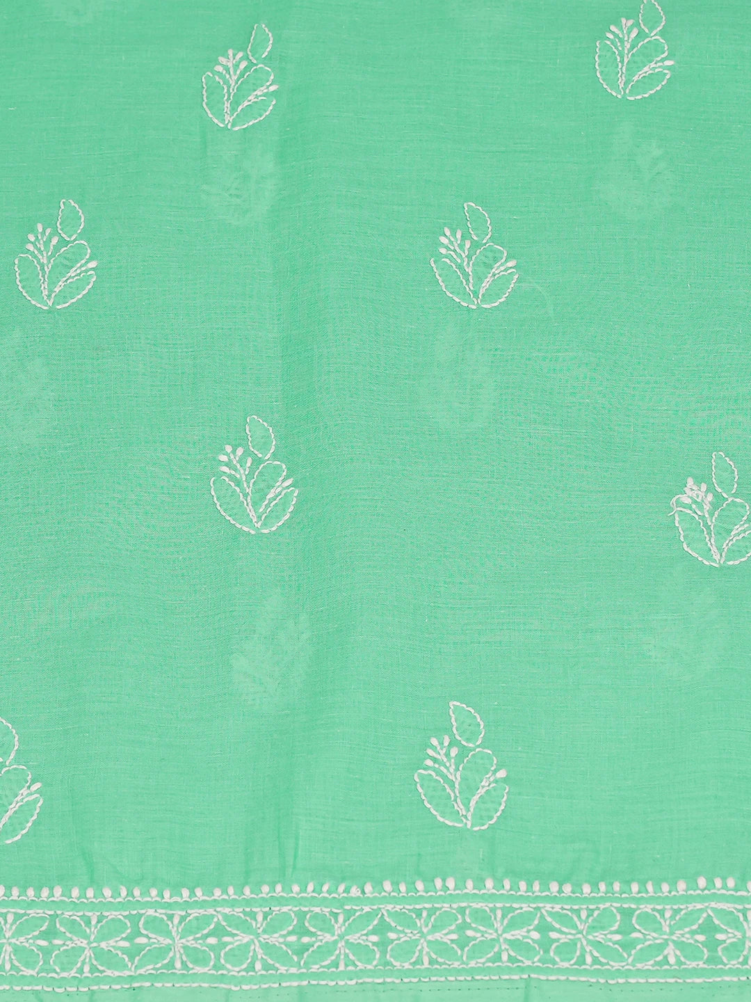Ada Hand Embroidered Sea Green Cotton Lucknowi Chikankari Unstitched Kurta Piece 01A704028