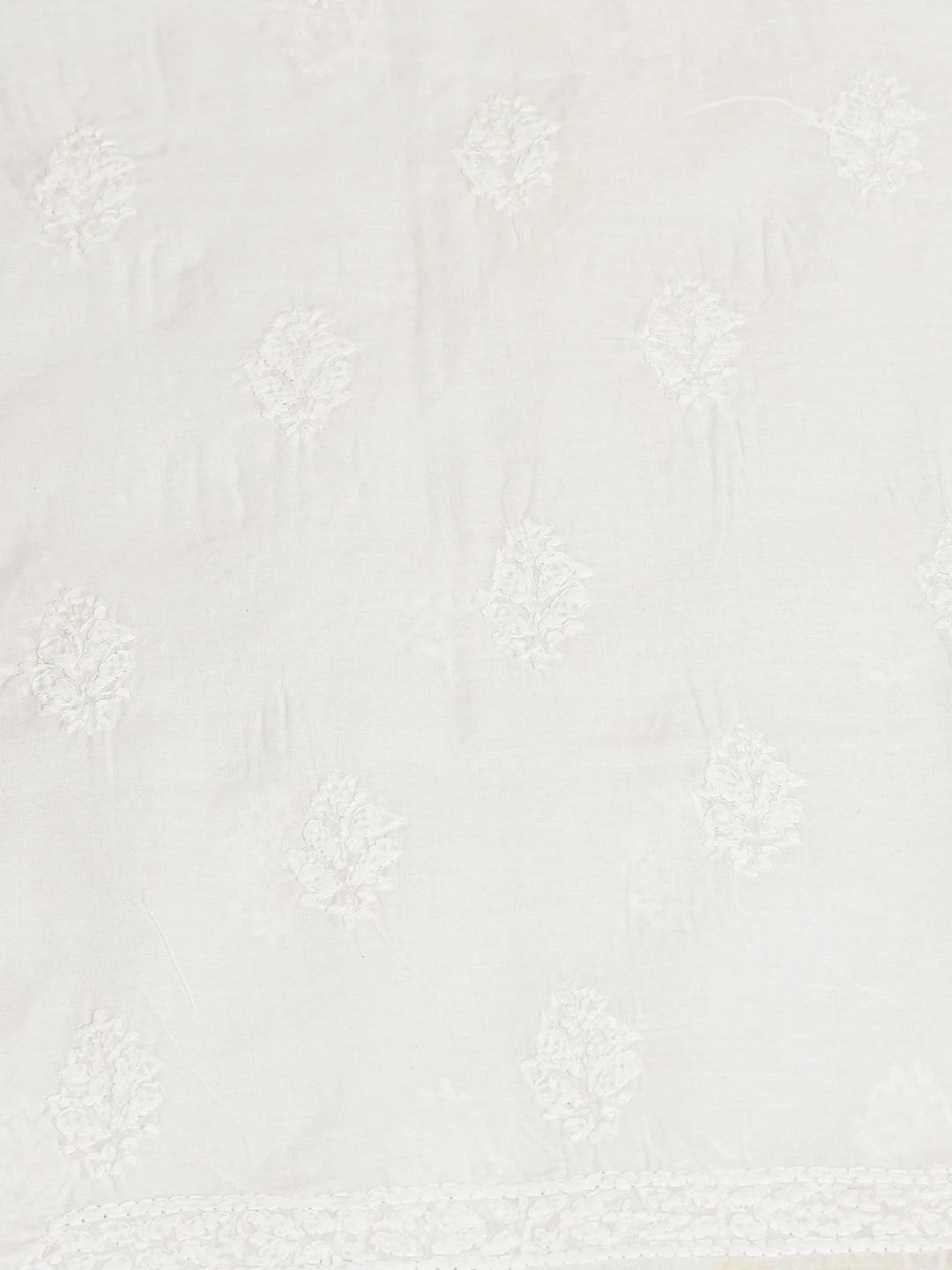 Ada Hand Embroidered White Cotton Lucknowi Chikankari Unstitched Kurta Piece 01A712077