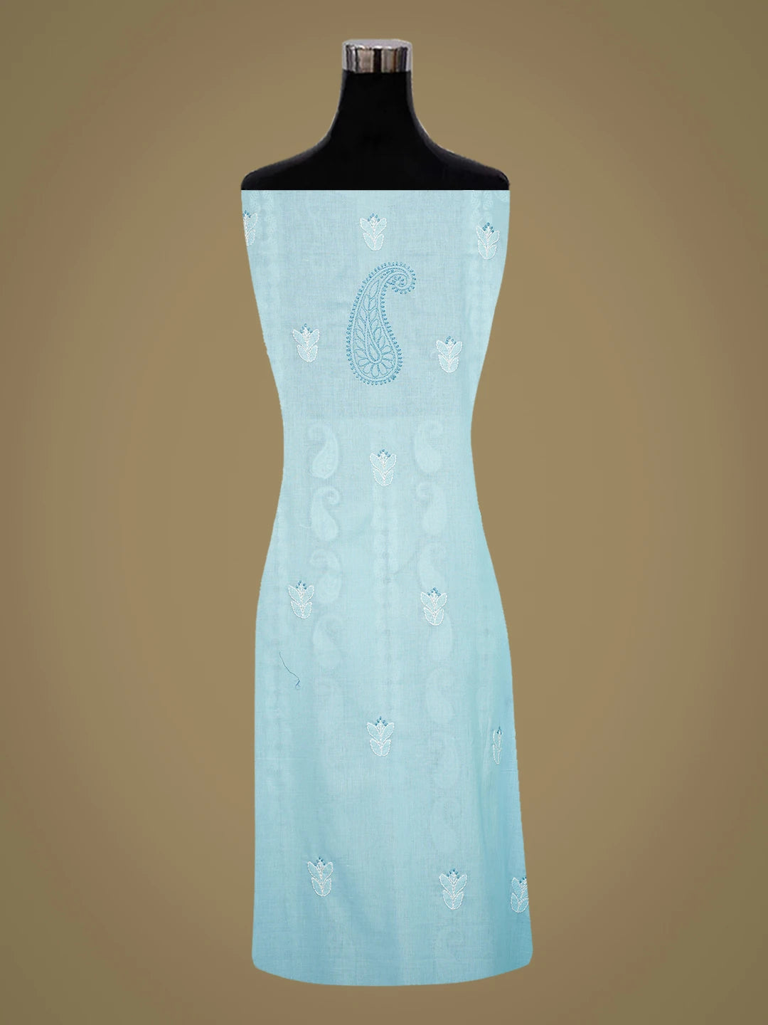 Ada Hand Embroidered Picton Blue Cotton Lucknowi Chikankari Unstitched Kurta Piece 01A735420