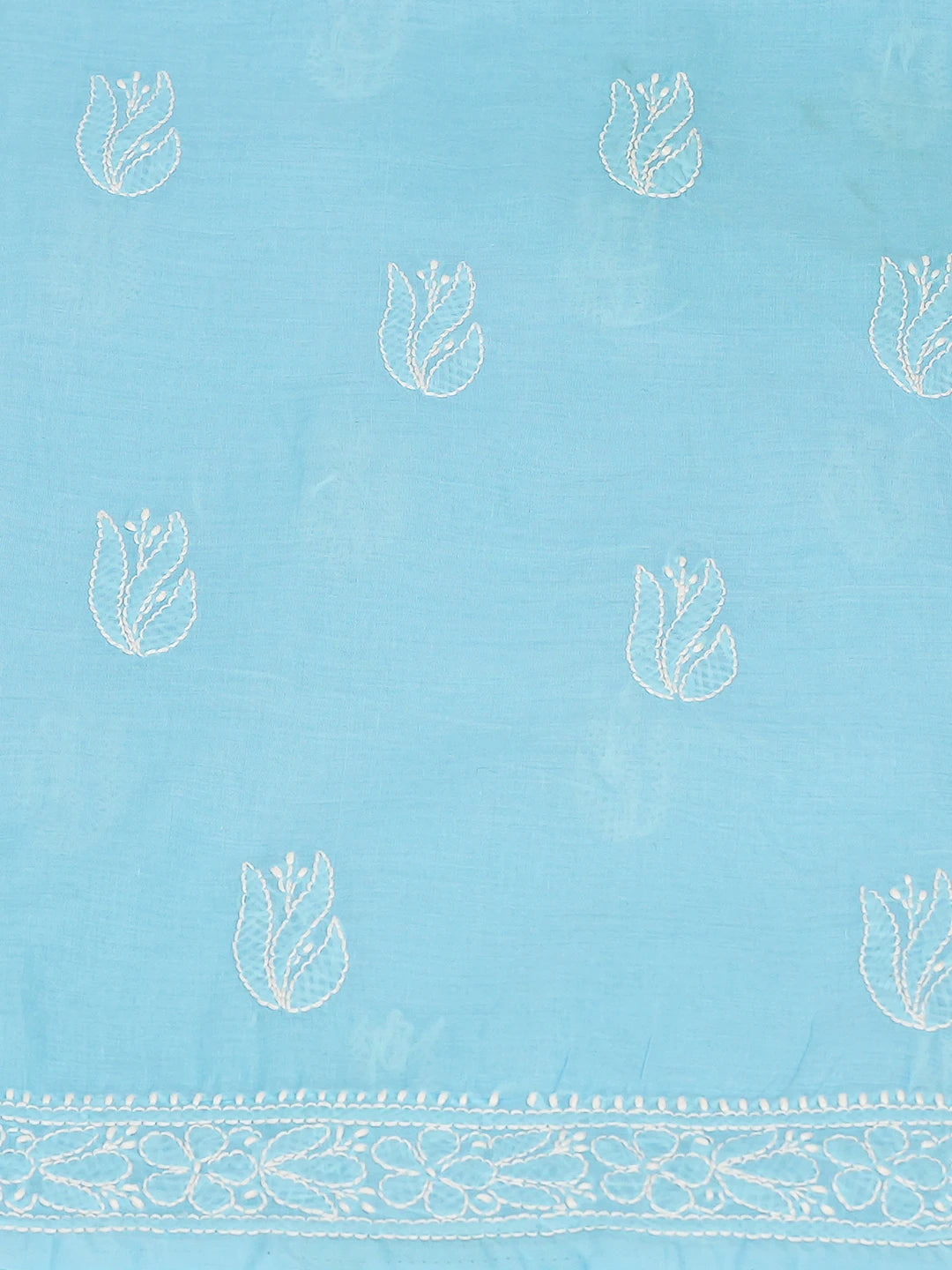 Ada Hand Embroidered Sky Blue Cotton Lucknowi Chikankari Unstitched Kurta Piece 01A758736