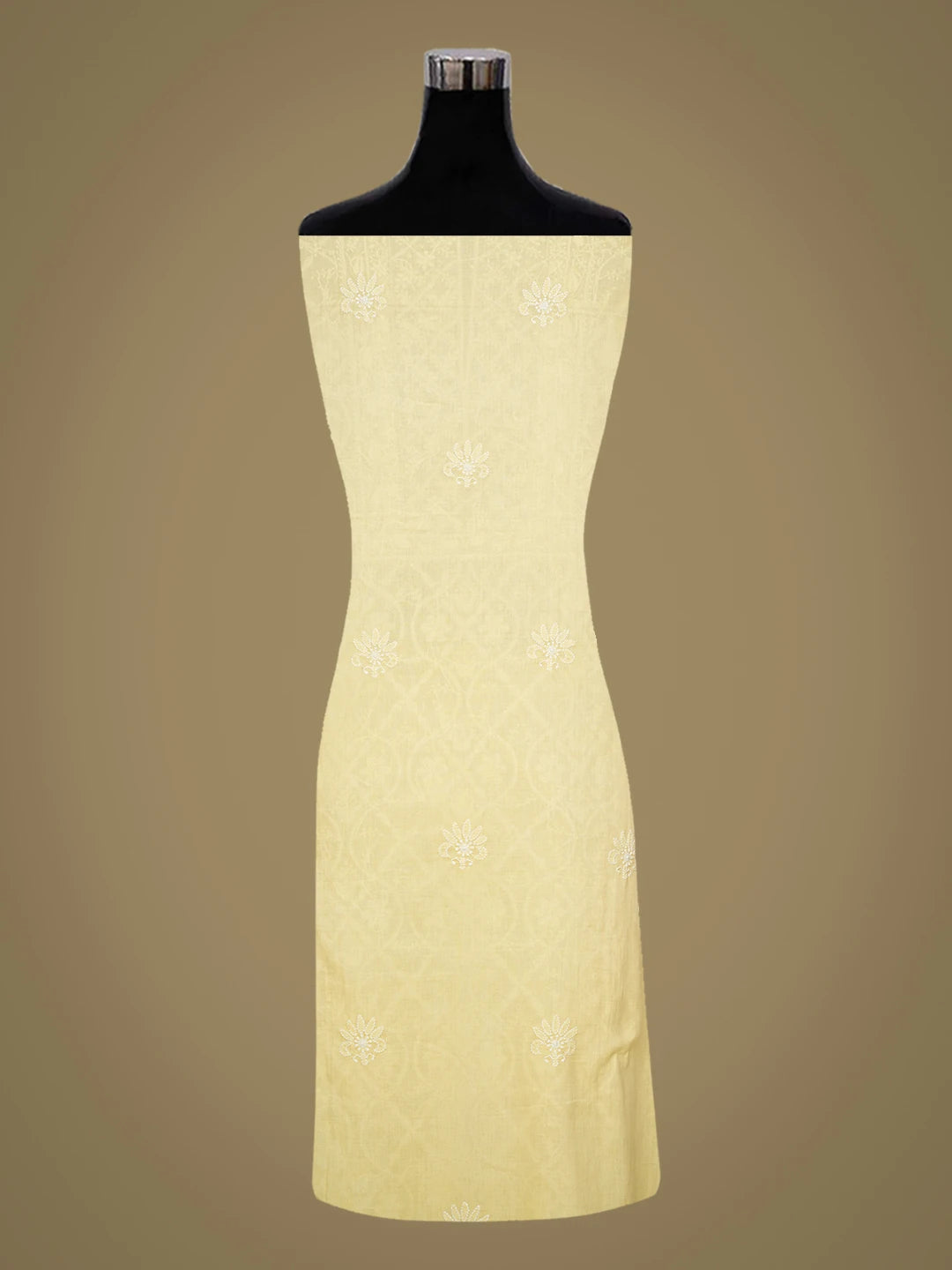 Ada Hand Embroidered Yellow Cotton Lucknowi Chikankari Unstitched Kurta Dupatta Set 01A628681