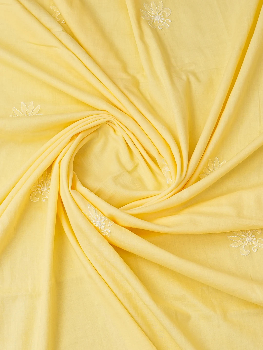 Ada Hand Embroidered Yellow Cotton Lucknowi Chikankari Unstitched Kurta Dupatta Set 01A628681