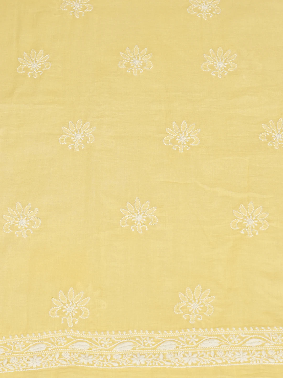 Ada Hand Embroidered Yellow Cotton Lucknowi Chikankari Unstitched Kurta Dupatta Set 01A628681