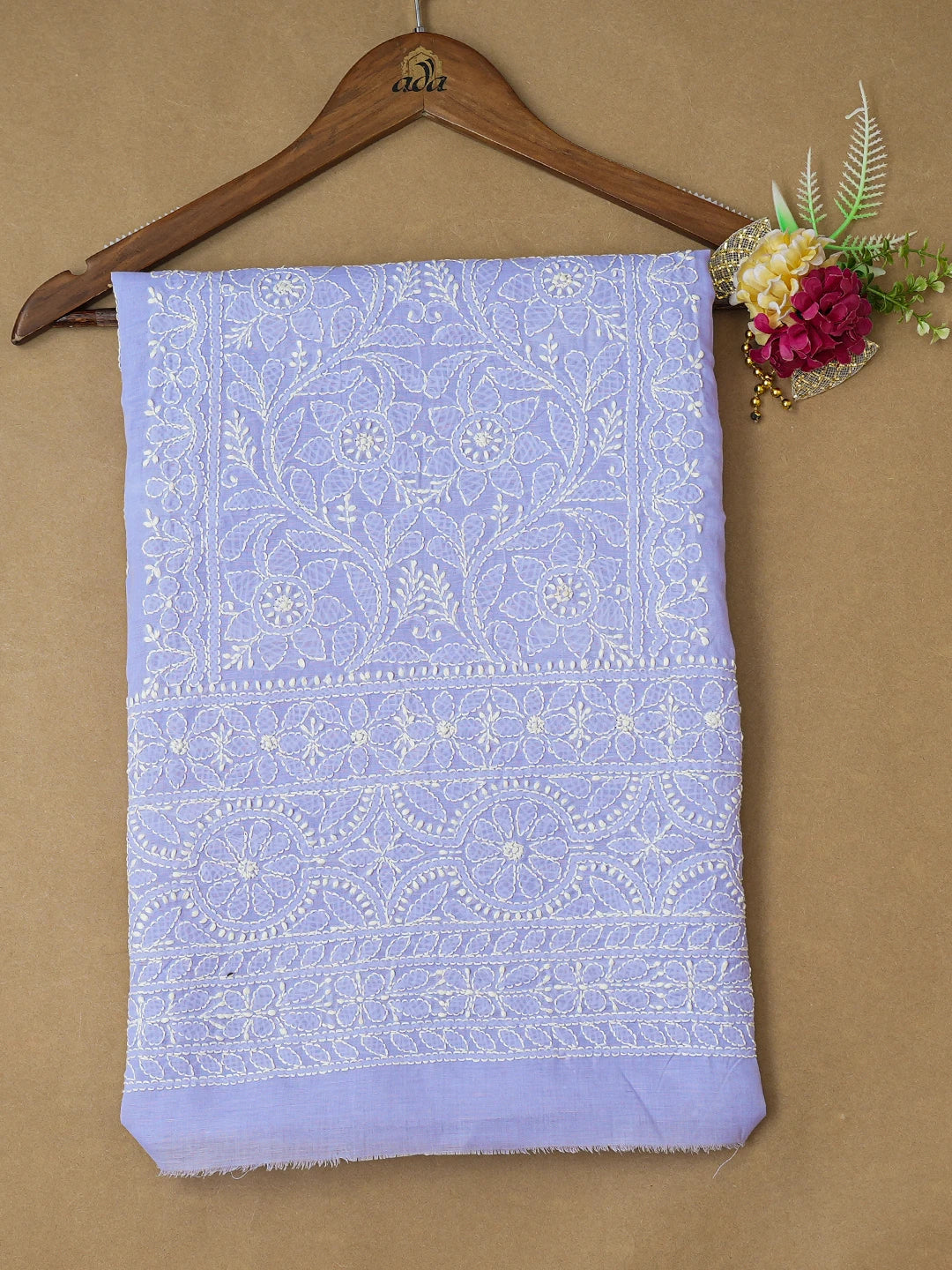 Ada Hand Embroidered Mauve Cotton Lucknowi Chikankari Unstitched Kurta Piece 01A759432