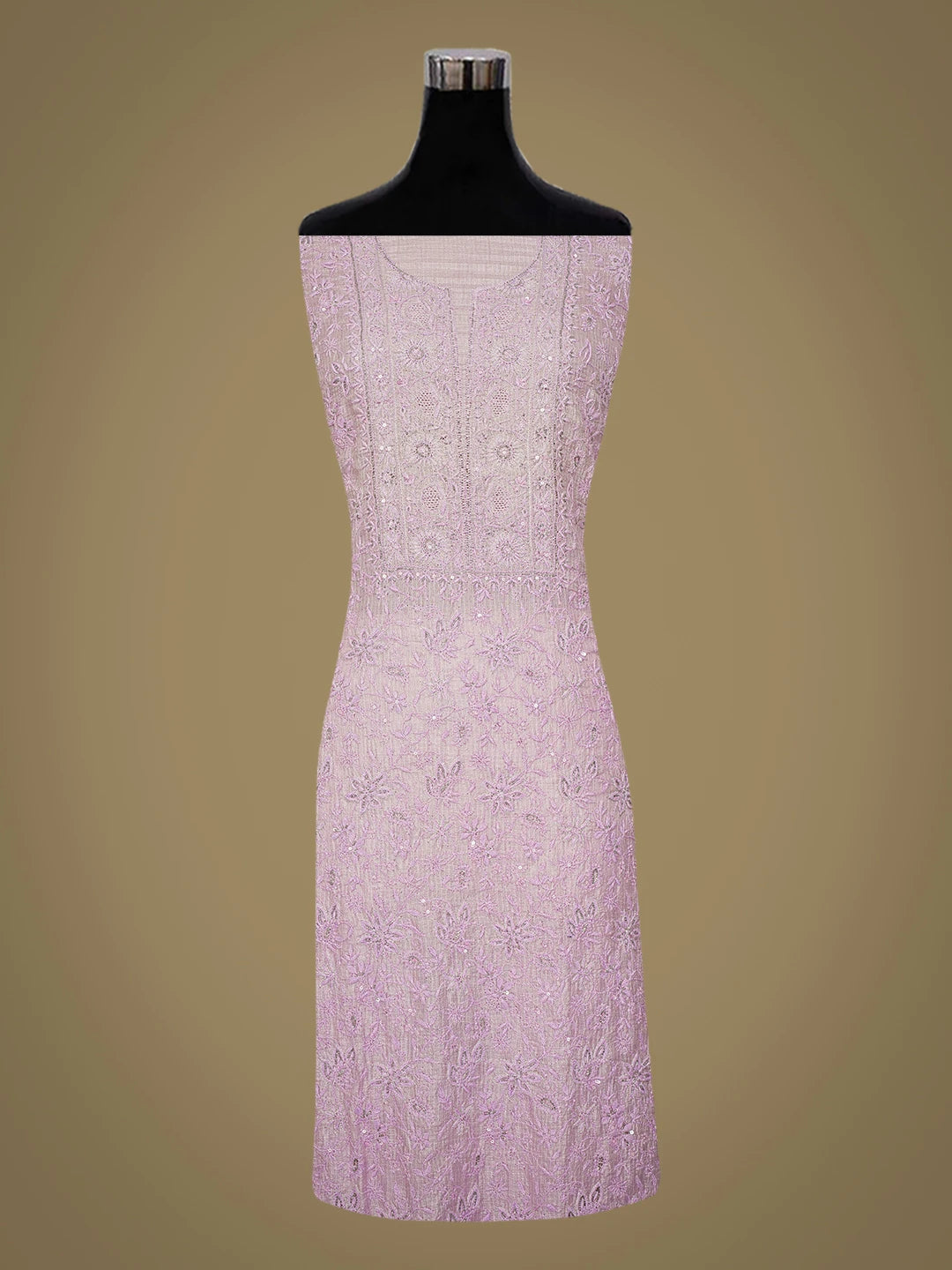 Ada Hand Embroidered Mauve Kota Lucknowi Chikankari Unstitched Kurta Dupatta Set With Cutdana Work 01A687715