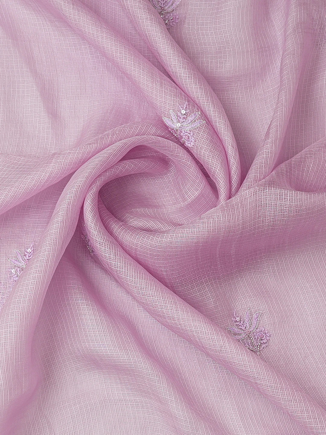 Ada Hand Embroidered Mauve Kota Lucknowi Chikankari Unstitched Kurta Dupatta Set With Cutdana Work 01A687715