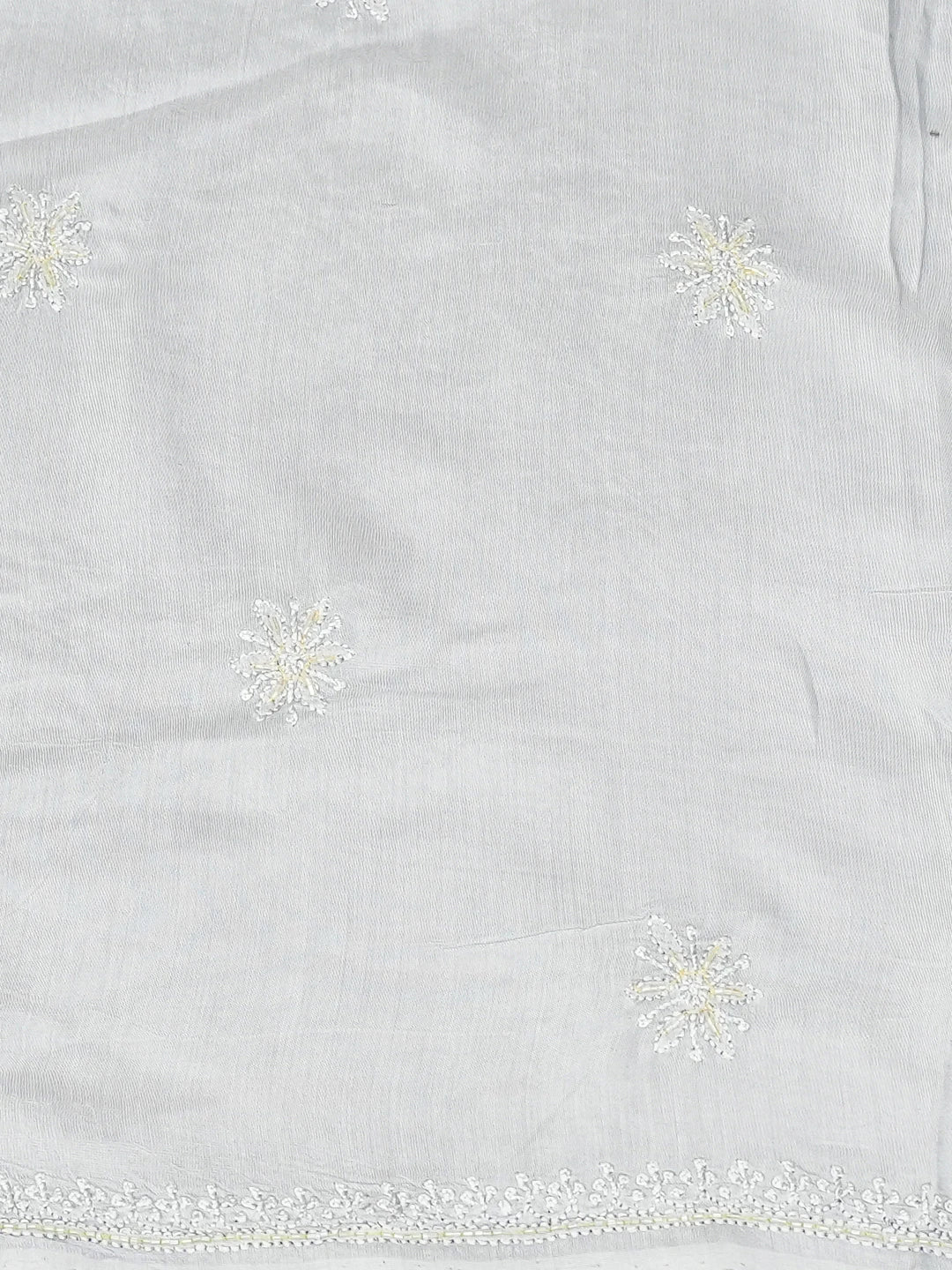Ada Hand Embroidered Cadet Grey Muslin Lucknowi Chikankari Unstitched Suit Piece With Cutdana Work 01A746156