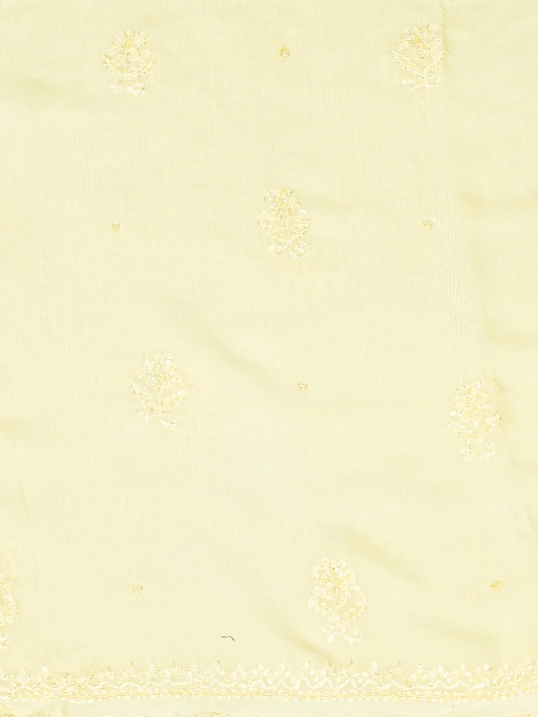 Ada Hand Embroidered Beige Muslin Lucknowi Chikankari Unstitched Suit Piece With Cutdana Work 01A746440