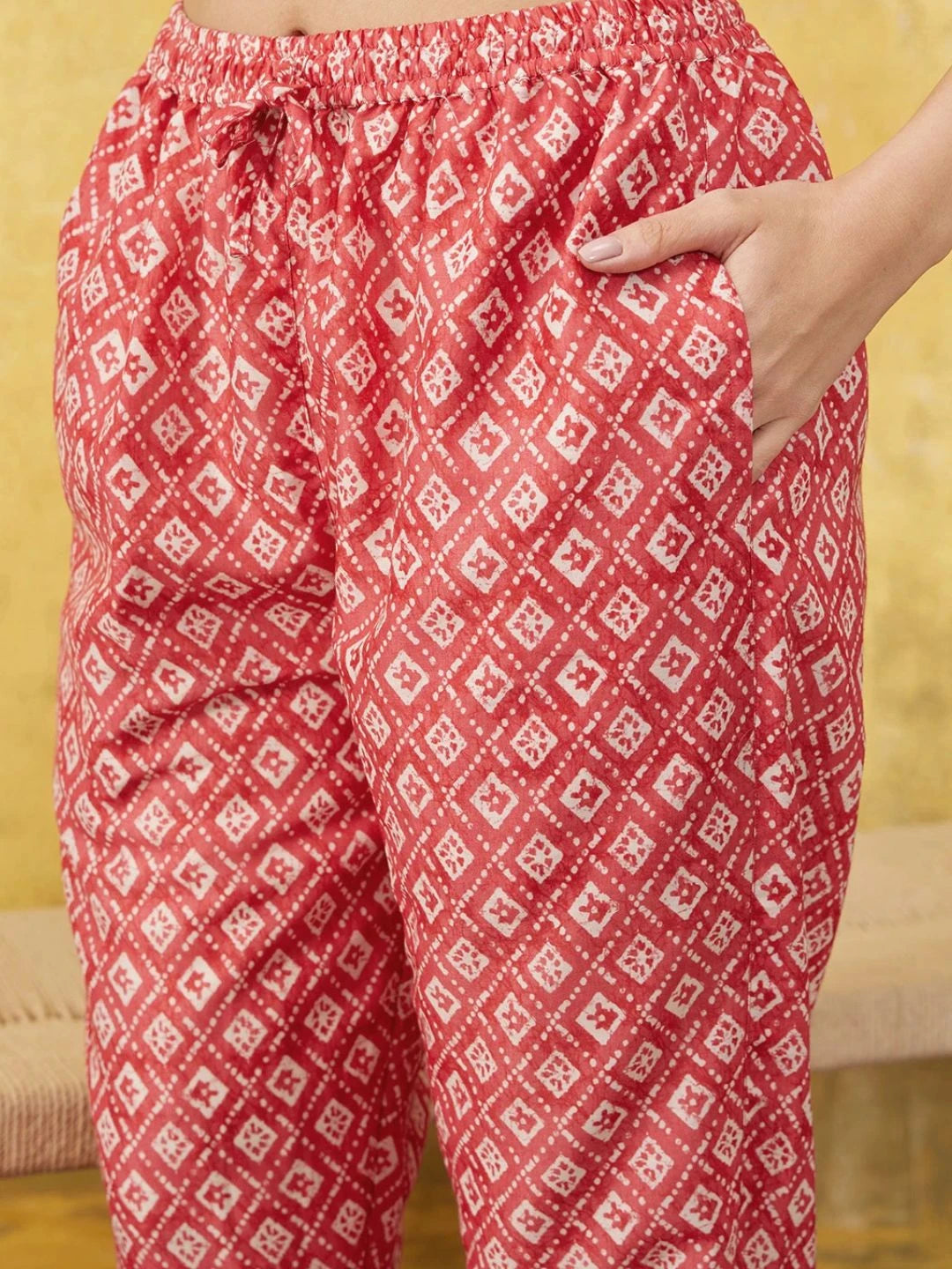 Ada Hand Embroidered Red Muslin Lucknowi Chikankari Co-Ord Set A811267