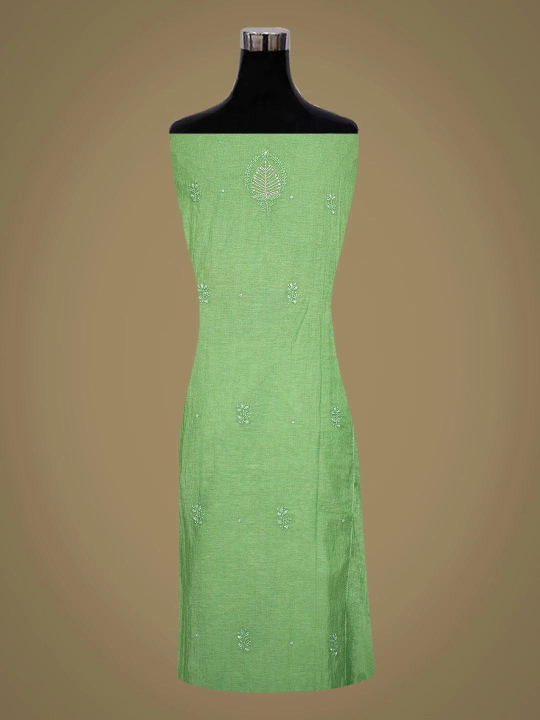 Ada Hand Embroidered Pigment Green Chanderi Lucknowi Chikankari Semi-stitched Kurta Dupatta Set With Cutdana Work 01A631628