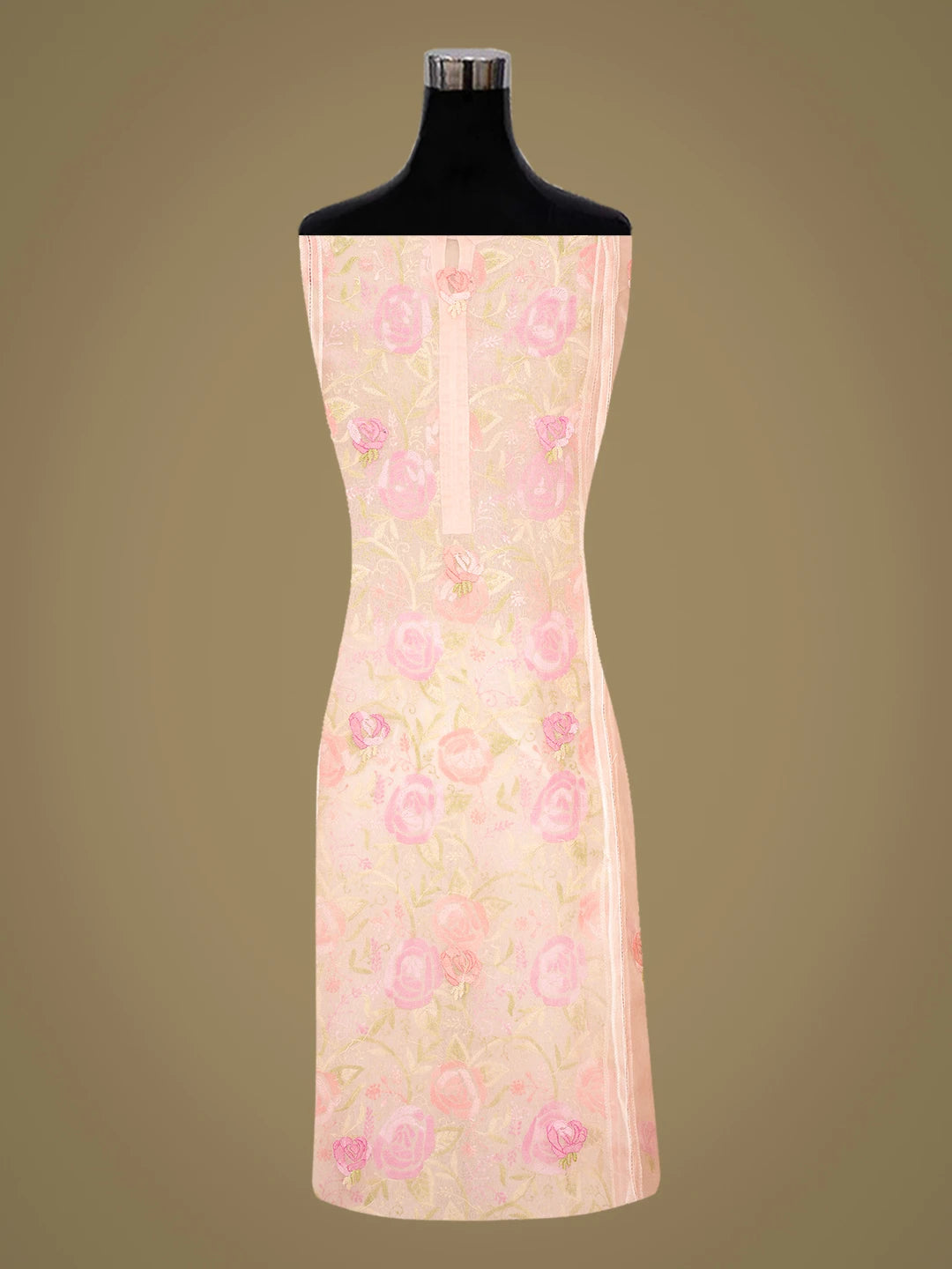 Ada Hand Embroidered Pink Organza Lucknowi Chikankari Semi-Stitched Kurta Dupatta Set 01A759810