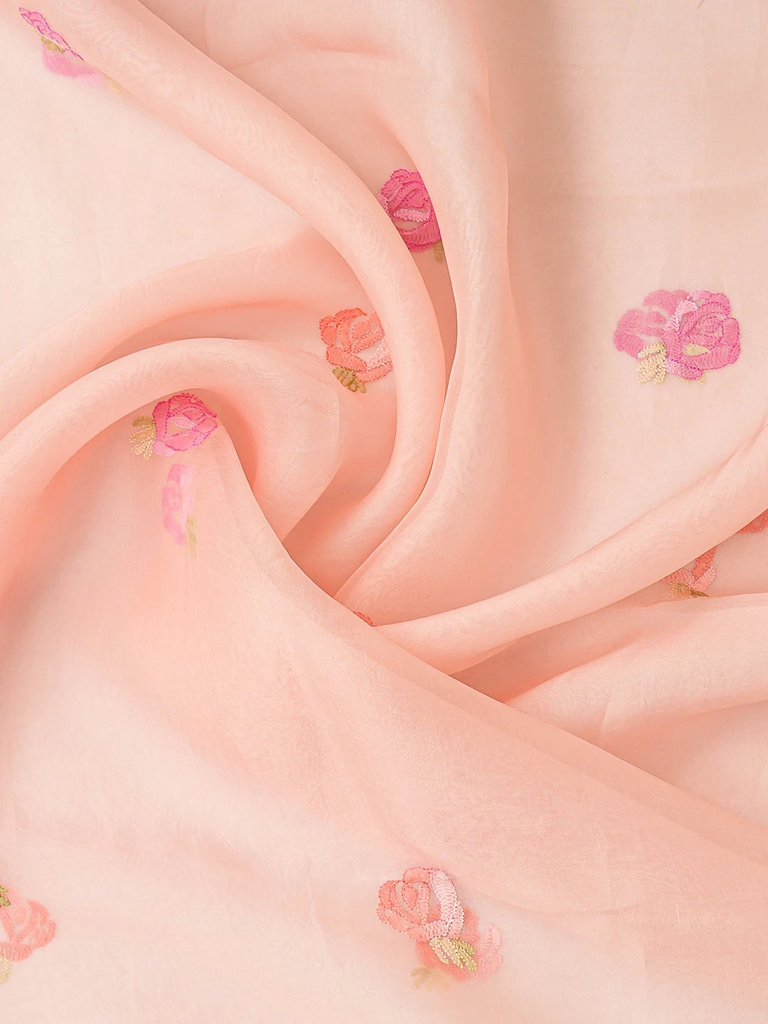Ada Hand Embroidered Pink Organza Lucknowi Chikankari Semi-Stitched Kurta Dupatta Set 01A759810