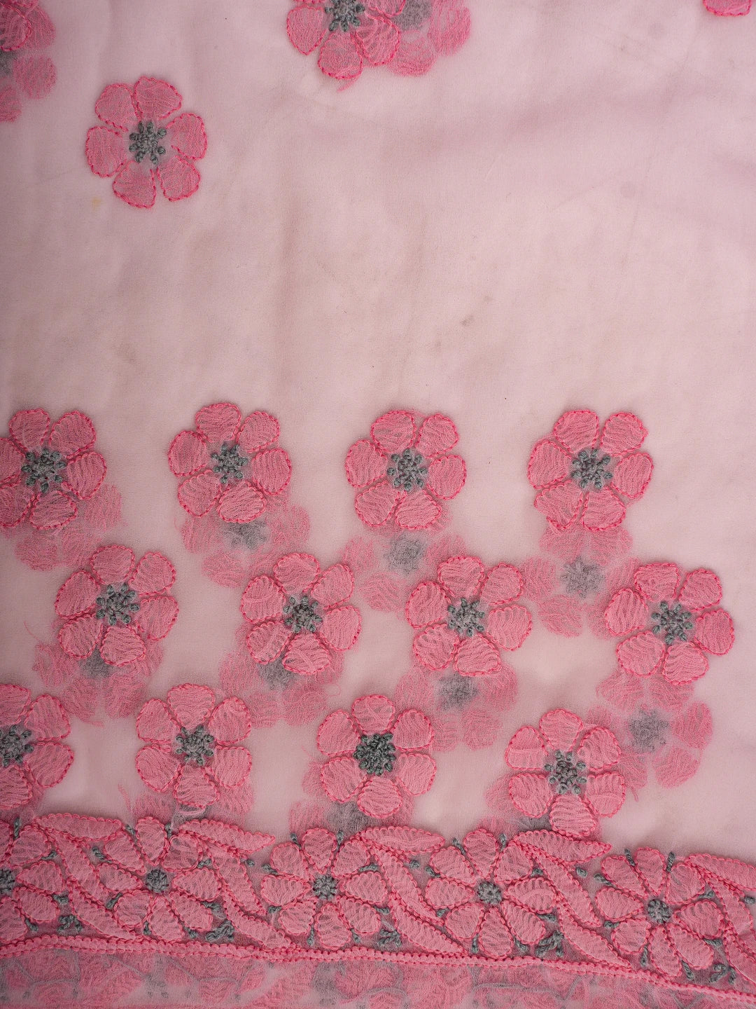 Ada Hand Embroidered Pink Georgette Lucknowi Chikankari Saree and Blouse 01A748586