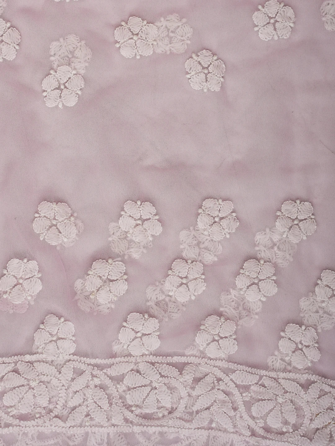 Ada Hand Embroidered Baby Pink Georgette Lucknowi Chikankari Saree With Blouse 01A748660