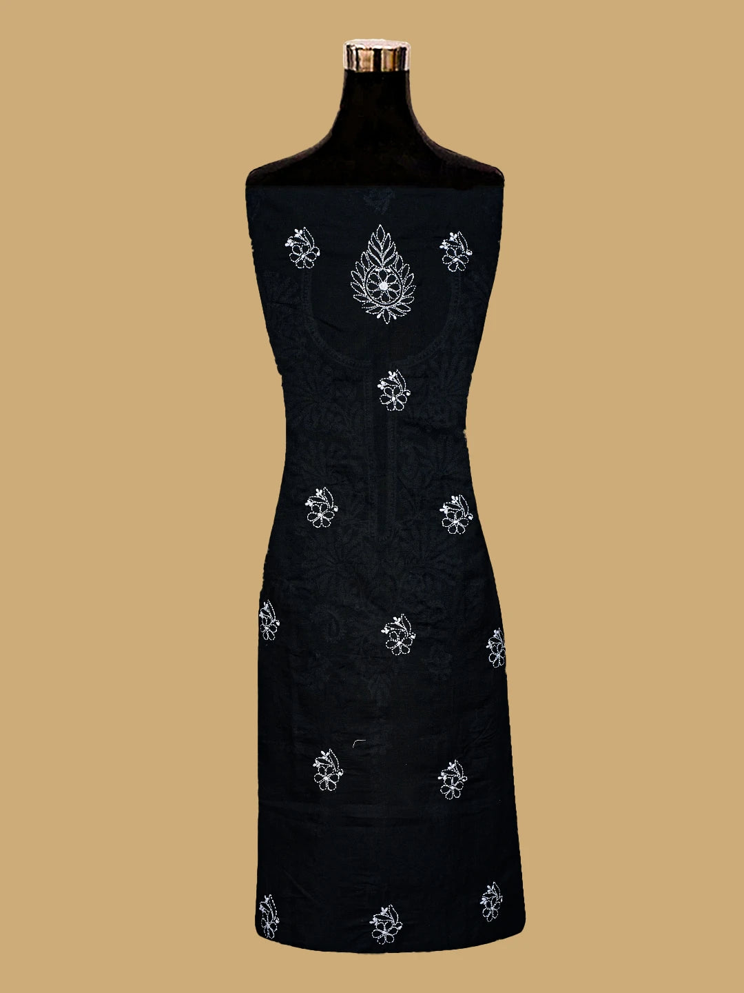 Ada Hand Embroidered Black Cotton Lucknowi Chikankari Unstitched Kurta Piece 01A759459
