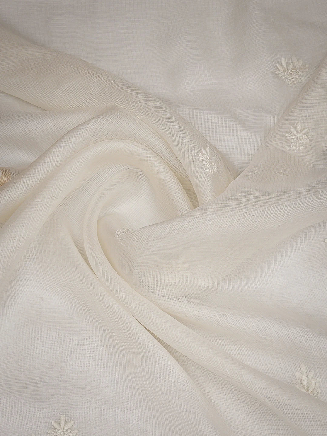 Ada Hand Embroidered White Kota Silk Lucknowi Chikankari Dupatta 01A736741