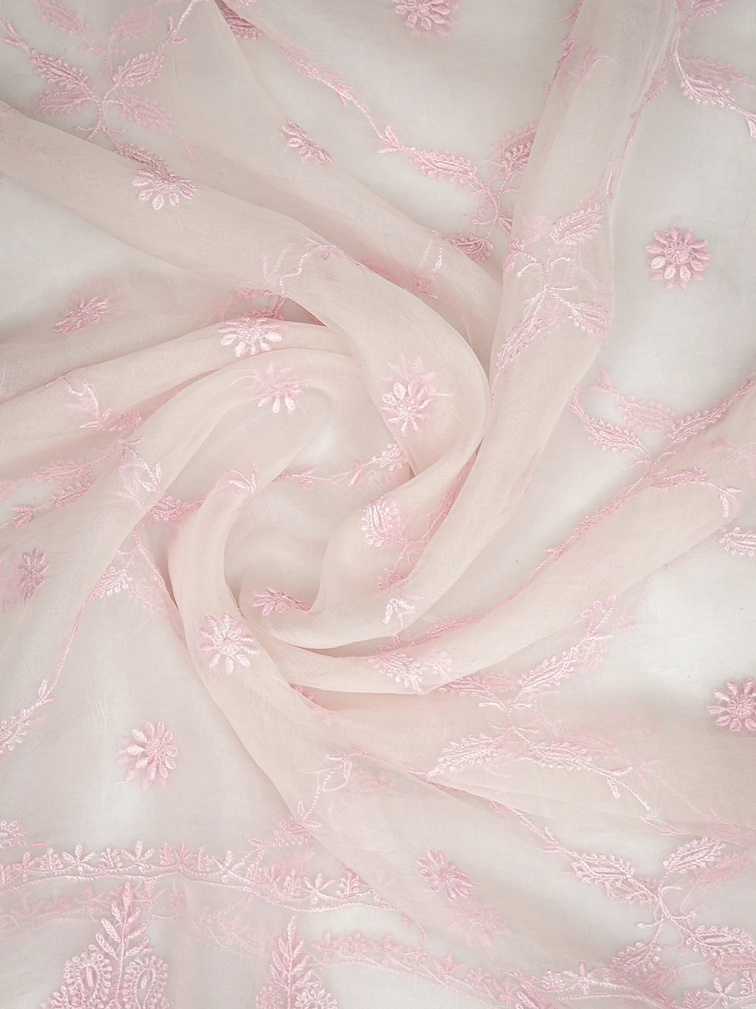 Ada Hand Embroidered White Organza Lucknowi Chikankari Dupatta 01A760076