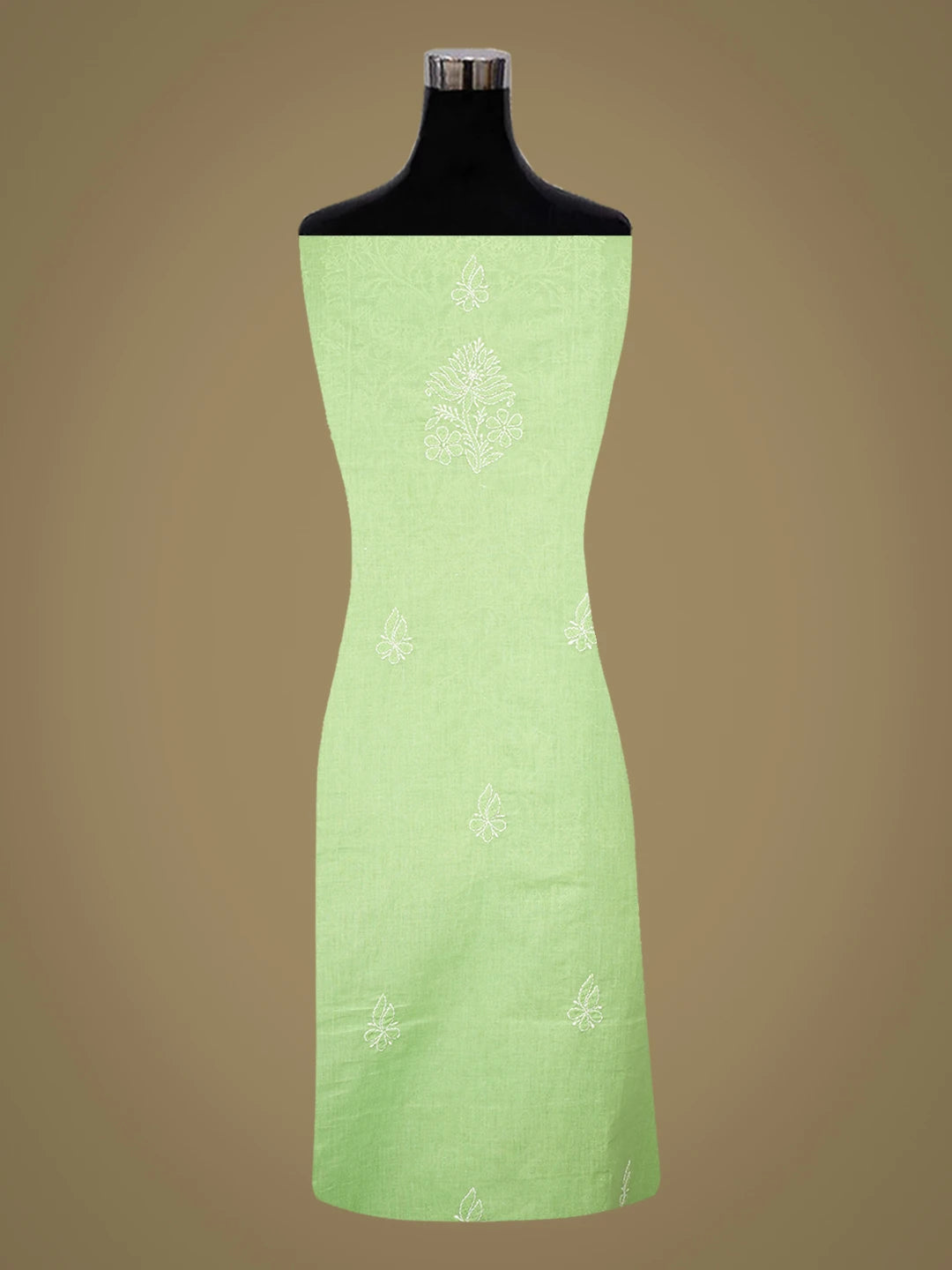 Ada Hand Embroidered Green Cotton Lucknowi Chikankari Unstitched Kurta Piece 01A759445