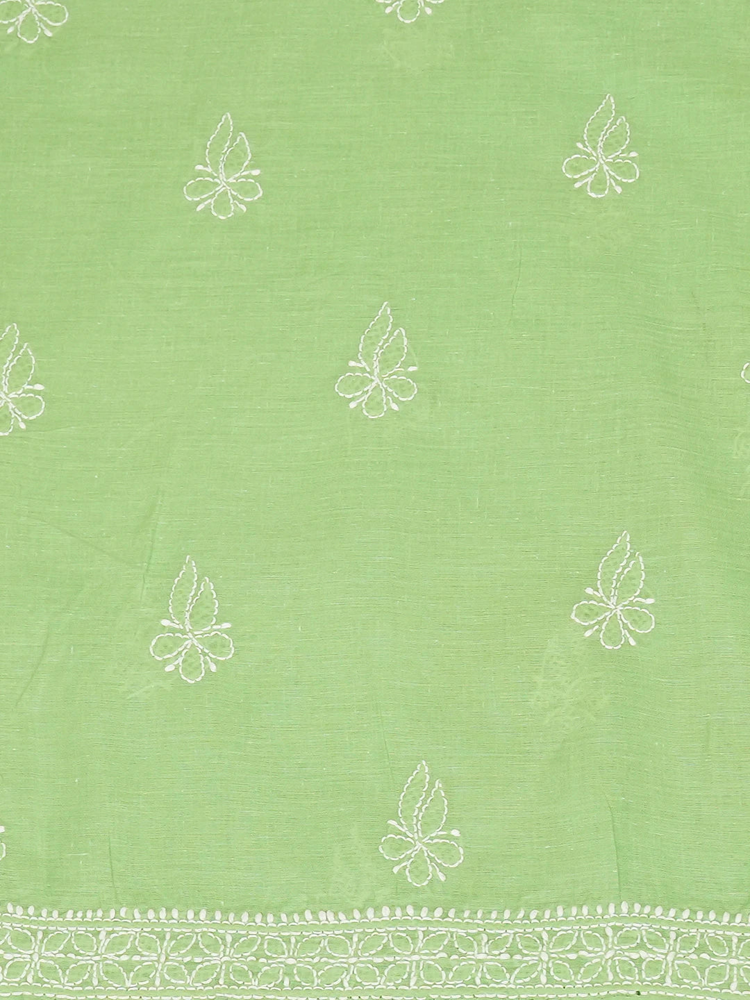 Ada Hand Embroidered Green Cotton Lucknowi Chikankari Unstitched Kurta Piece 01A759445