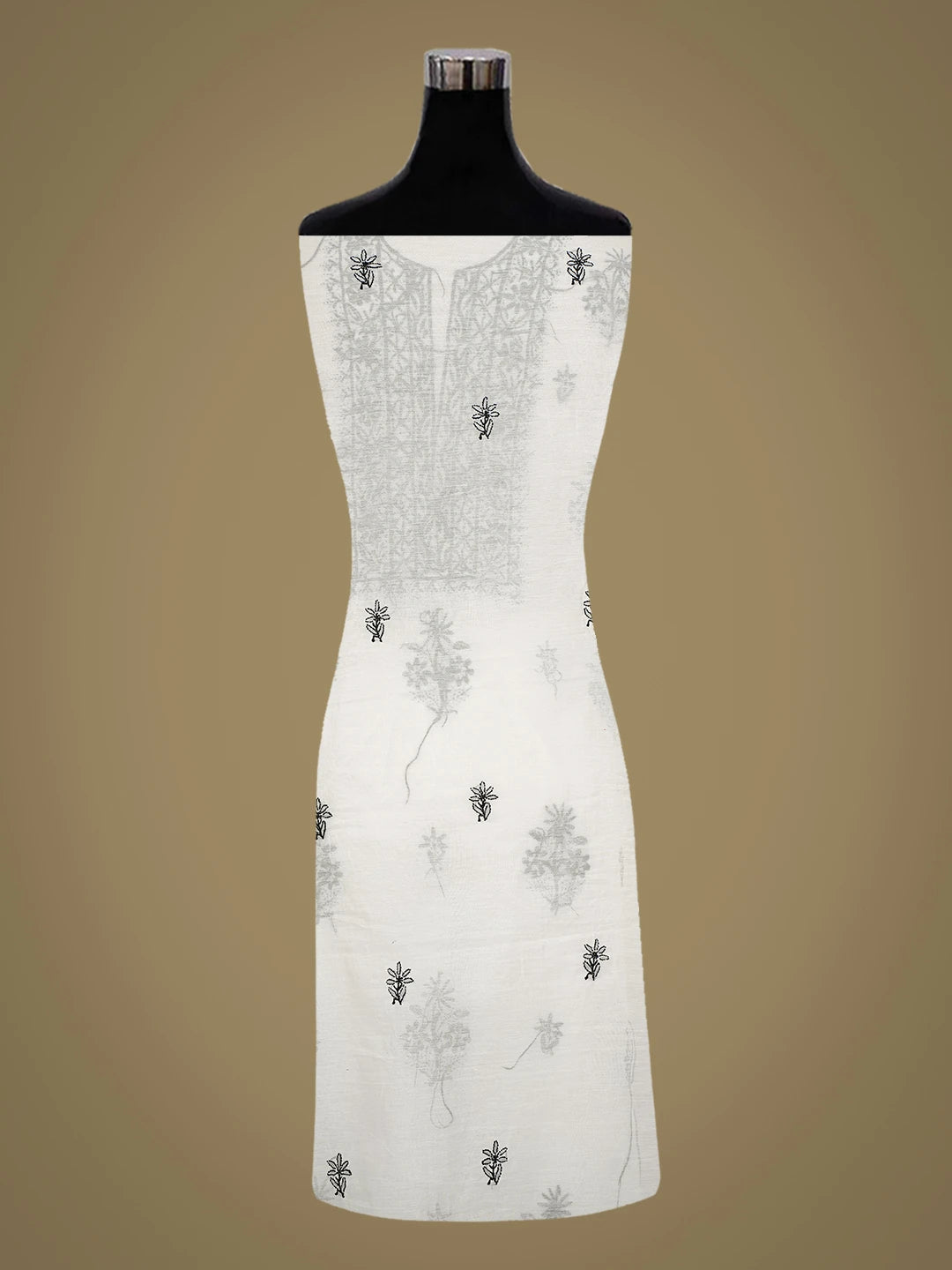 Ada Hand Embroidered White Chanderi Lucknowi Chikankari Unstitched Kurta Dupatta Set 01A762578